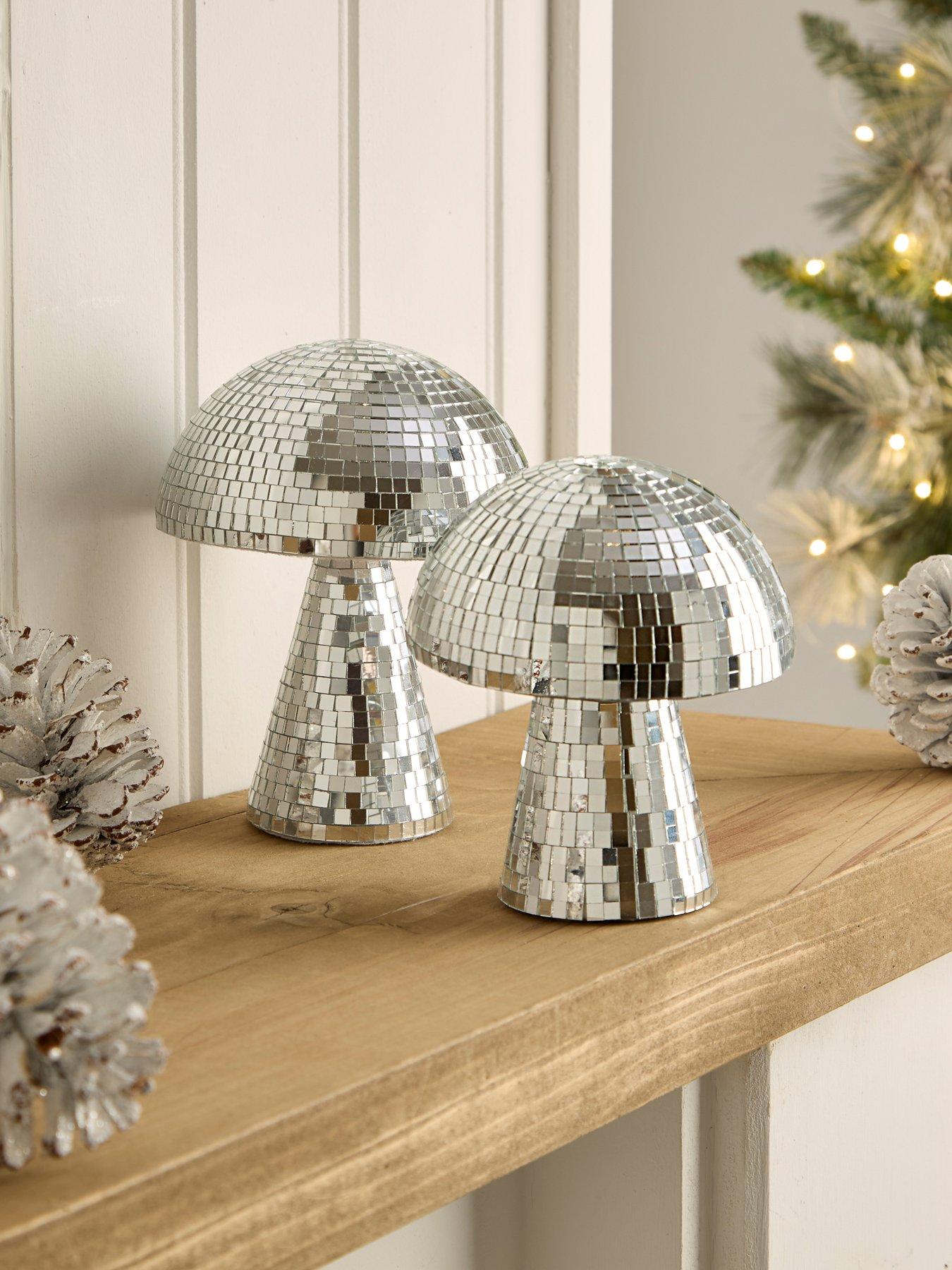 very-home-set-of-2-mirrored-mushroom-christmasnbspornaments