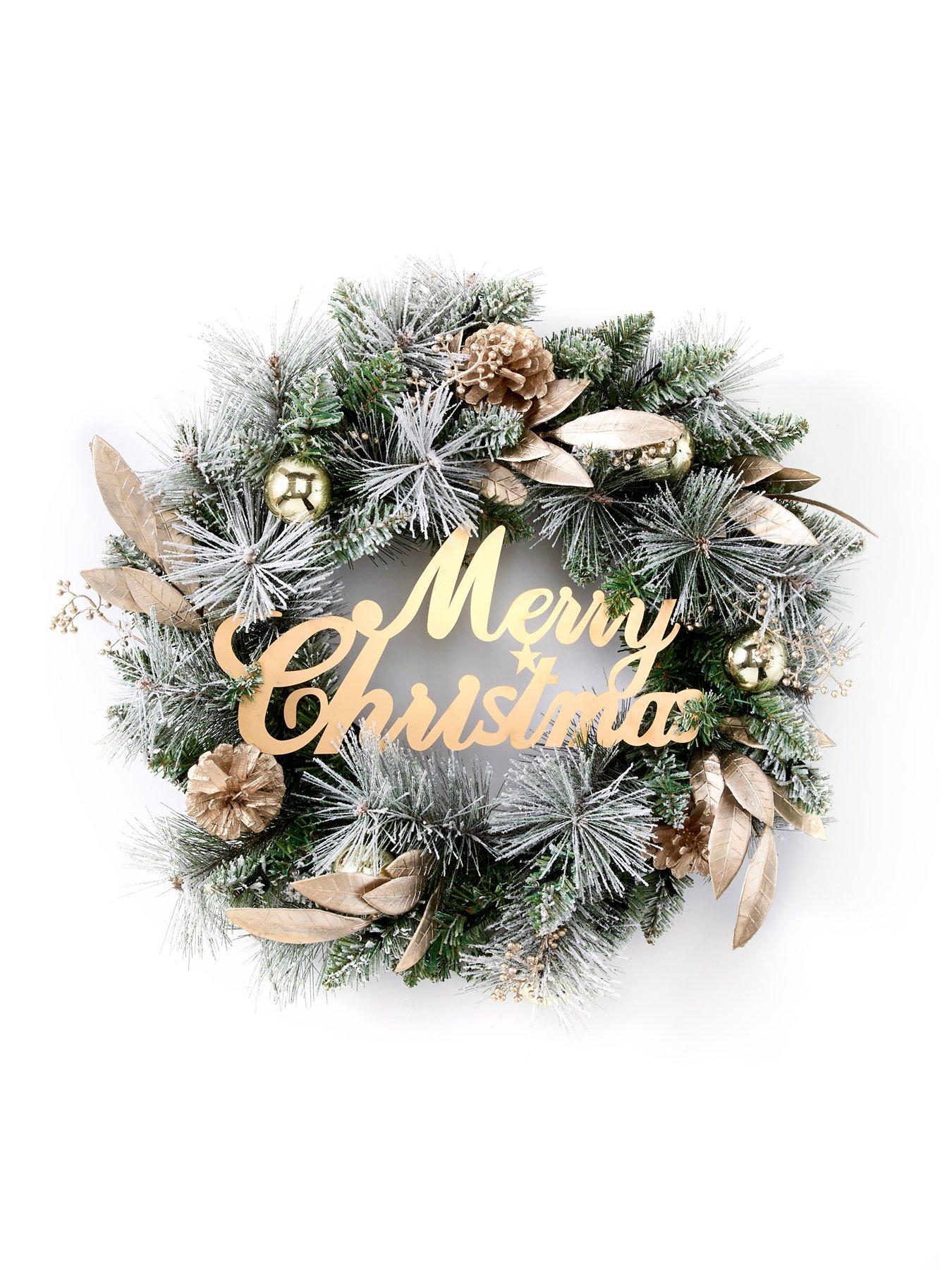 Image 2 of 4 of The Very Collection 60 cm Pre Lit Merry Christmas Wreath