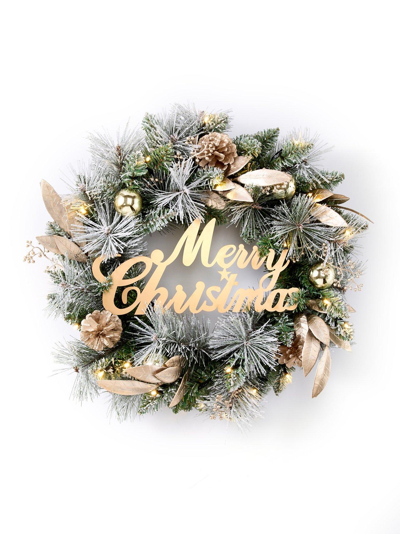 Image 3 of 4 of The Very Collection 60 cm Pre Lit Merry Christmas Wreath