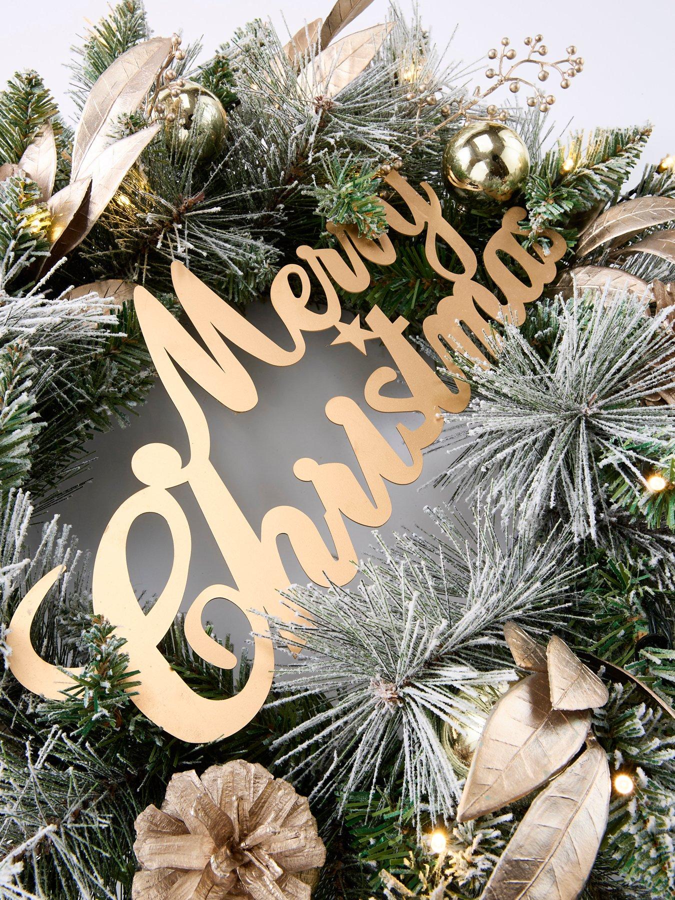 Image 4 of 4 of The Very Collection 60 cm Pre Lit Merry Christmas Wreath