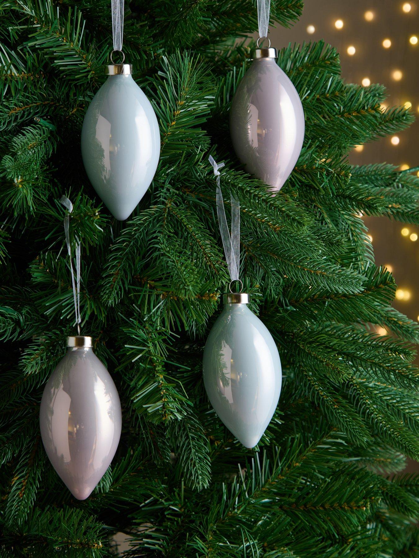 very-home-set-ofnbsp4-pearly-teardrop-glass-christmas-tree-ornaments