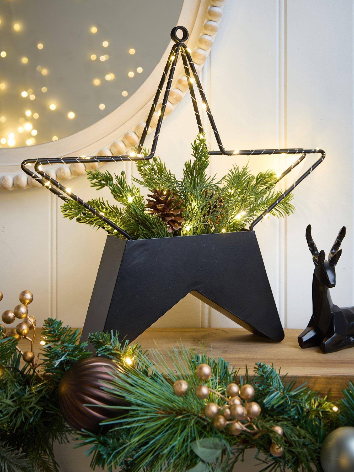 Image 1 of 6 of Very Home 39 cm Lit Star with Foliage Christmas Decoration