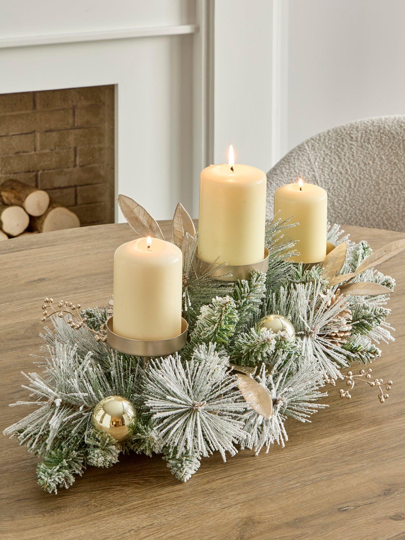 Image 1 of 5 of The Very Collection Flocked Foliage Table Centre Christmas Display
