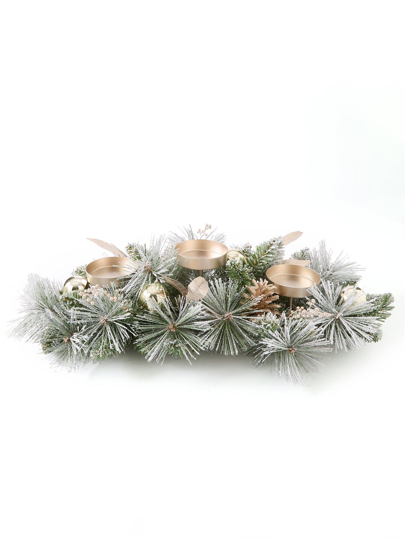Image 2 of 5 of The Very Collection Flocked Foliage Table Centre Christmas Display