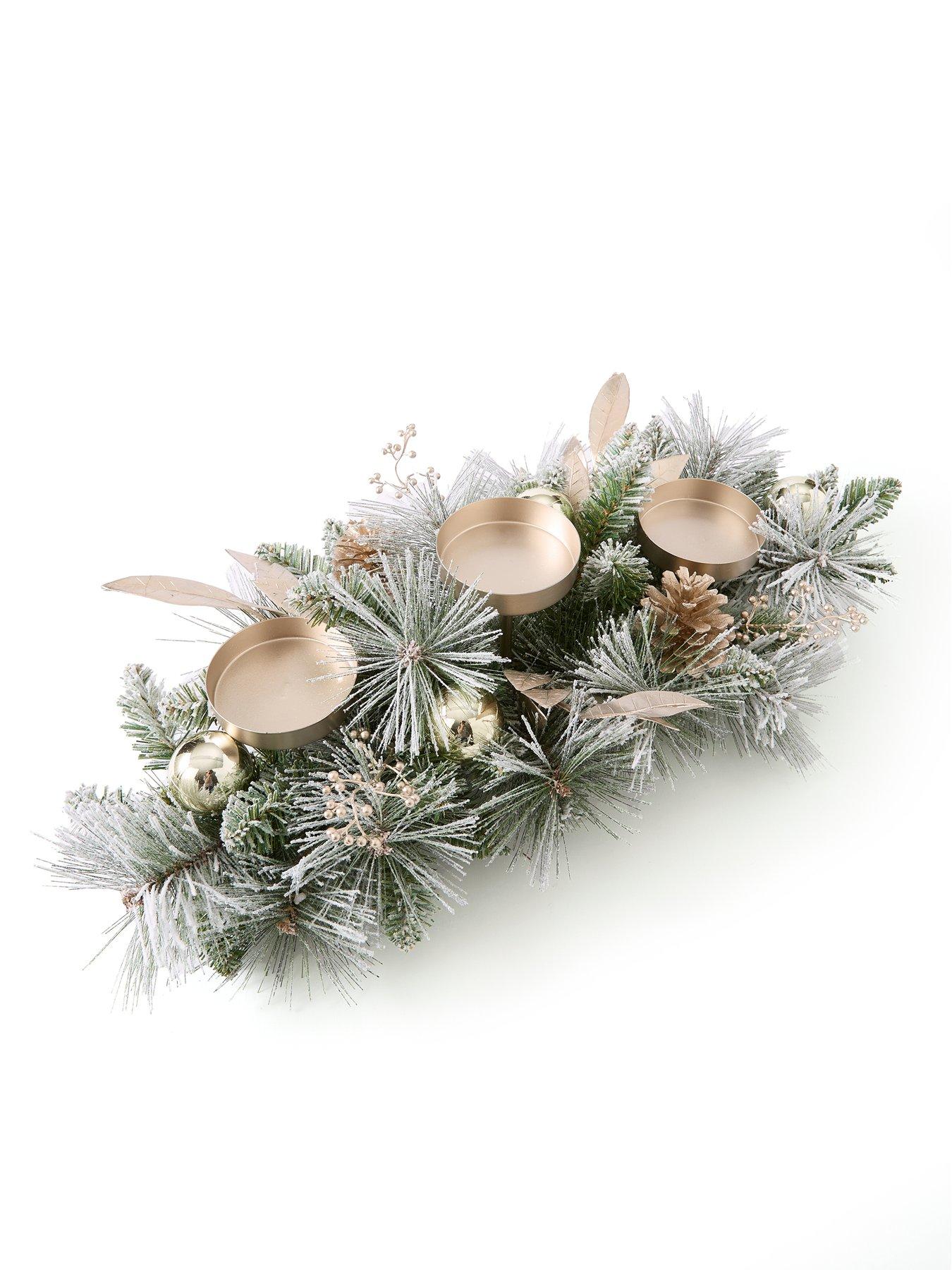 Image 3 of 5 of The Very Collection Flocked Foliage Table Centre Christmas Display