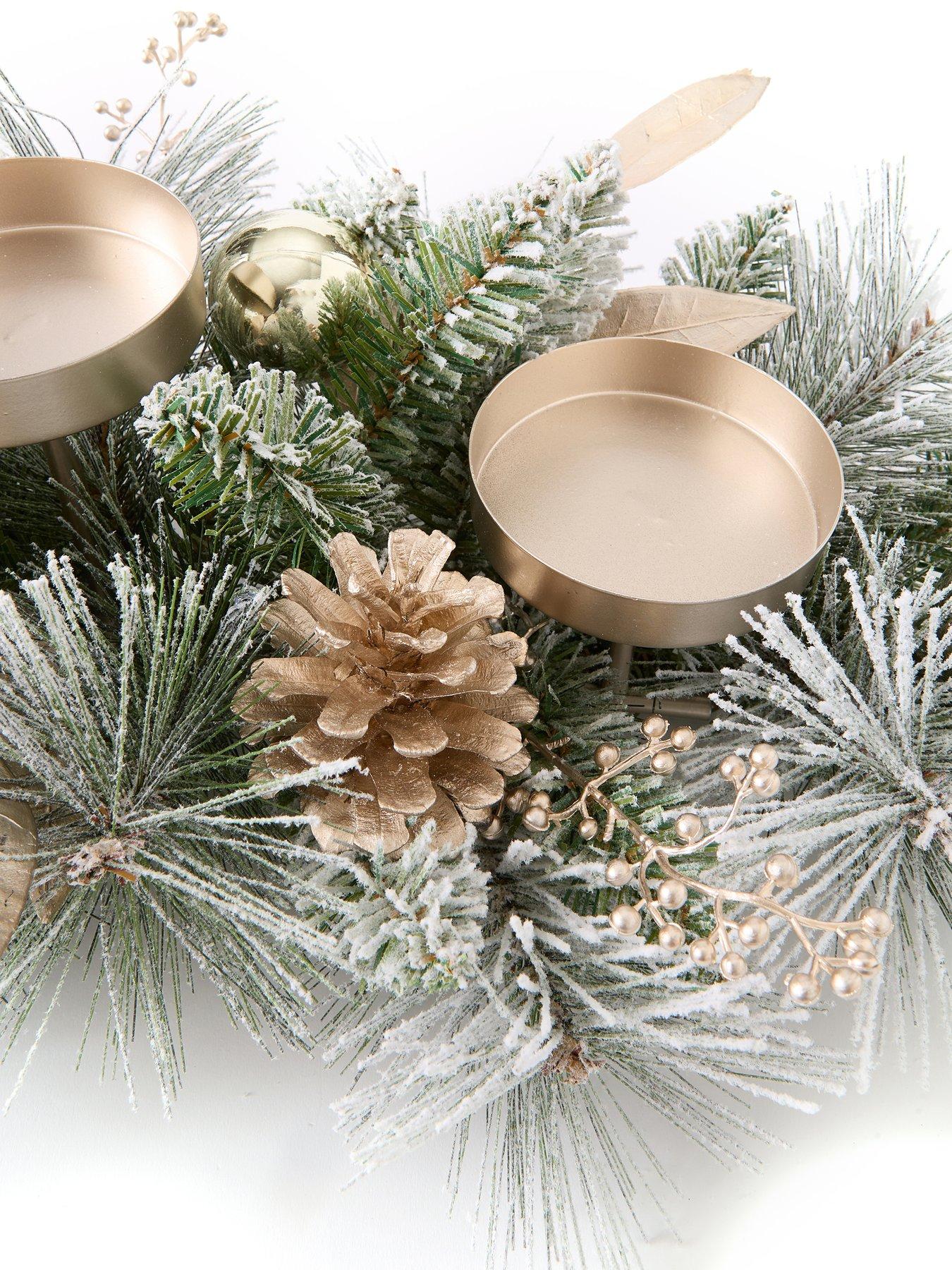 Image 4 of 5 of The Very Collection Flocked Foliage Table Centre Christmas Display