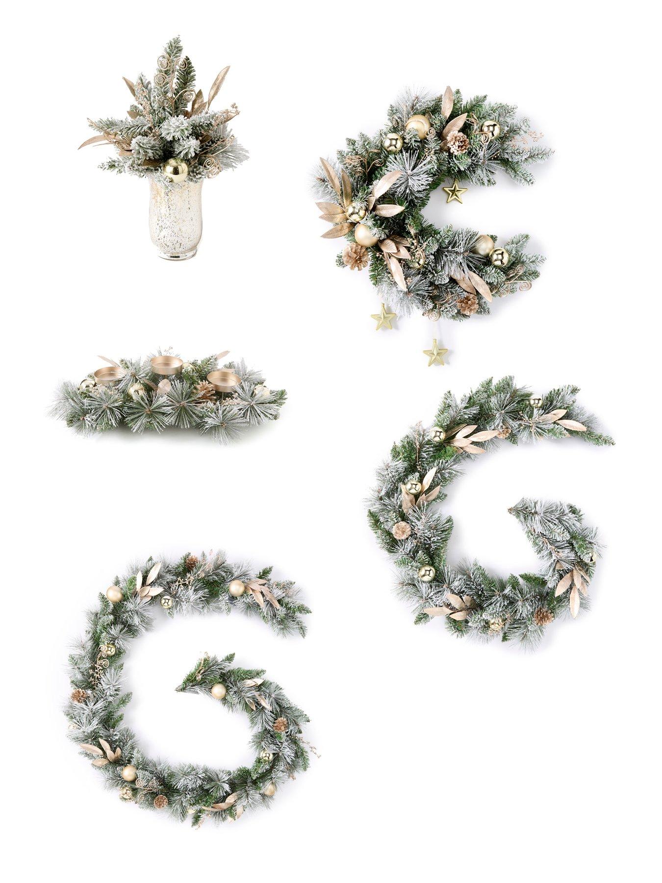 Image 5 of 5 of The Very Collection Flocked Foliage Table Centre Christmas Display