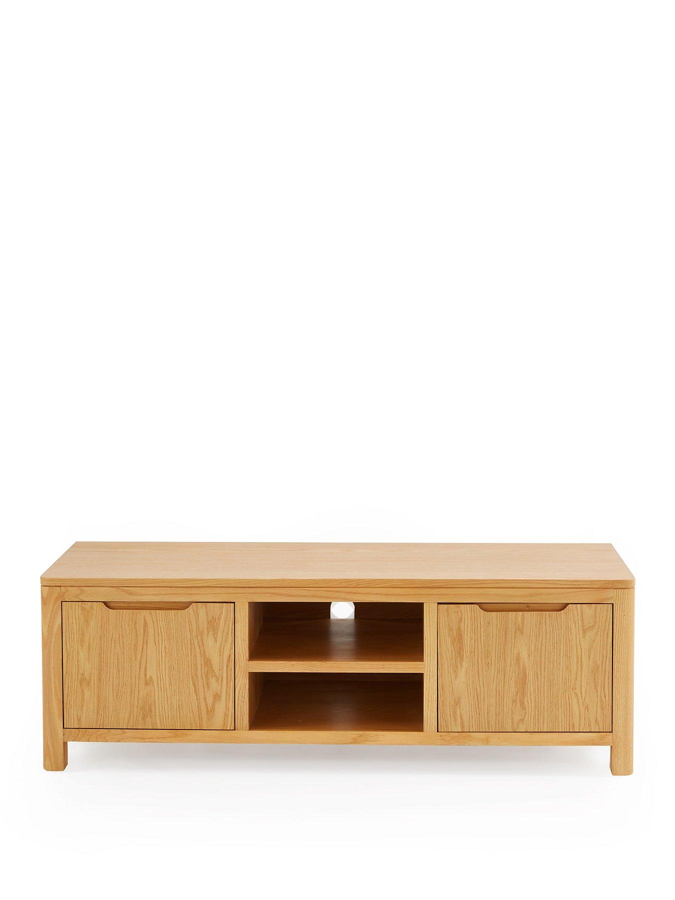 Image 2 of 7 of The Very Collection Saxon Ready Assembled&nbsp;2 Door TV Unit - Oak&nbsp;-&nbsp;fits up&nbsp;to 55 inch TV