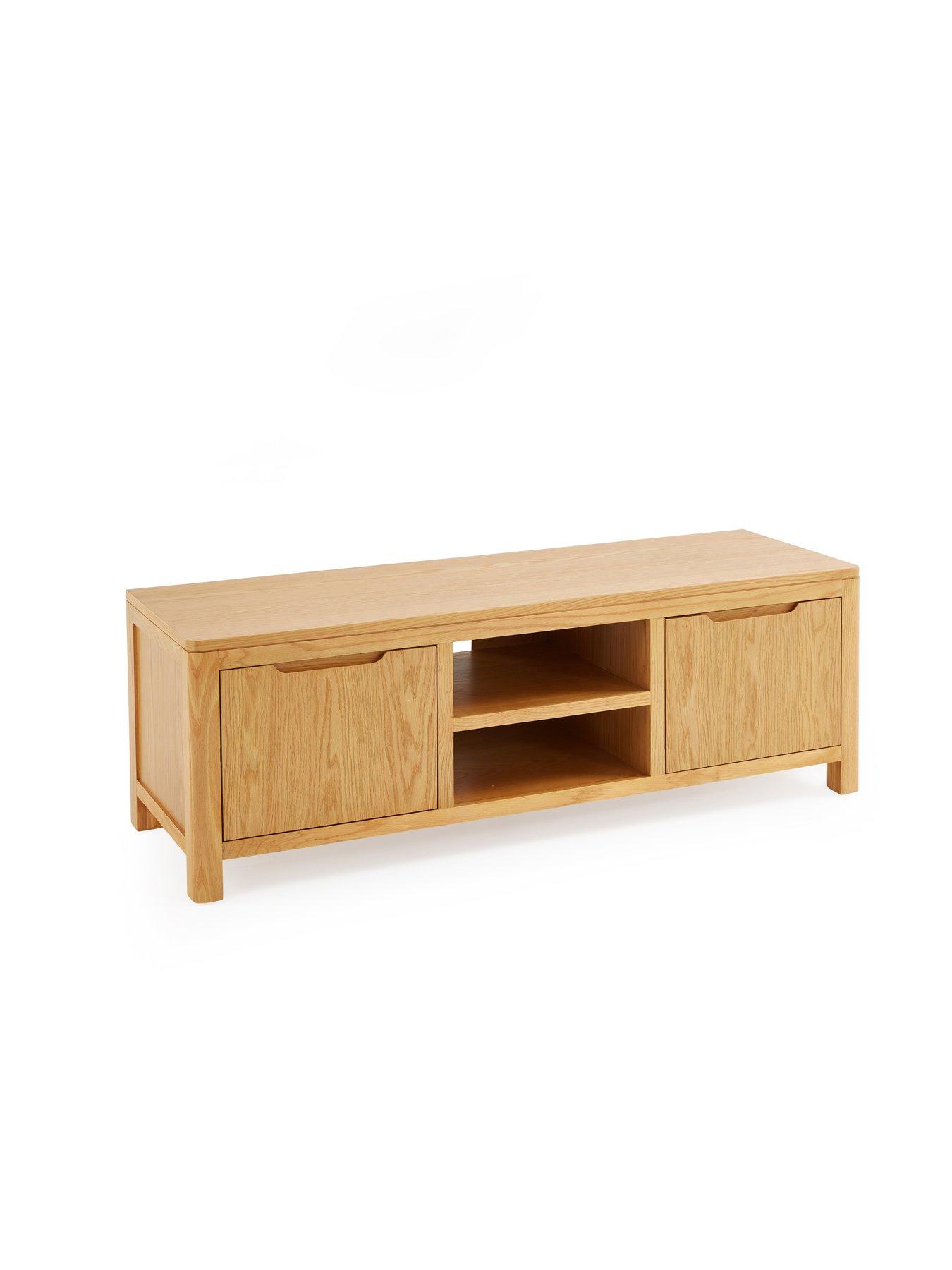 Image 3 of 7 of The Very Collection Saxon Ready Assembled&nbsp;2 Door TV Unit - Oak&nbsp;-&nbsp;fits up&nbsp;to 55 inch TV