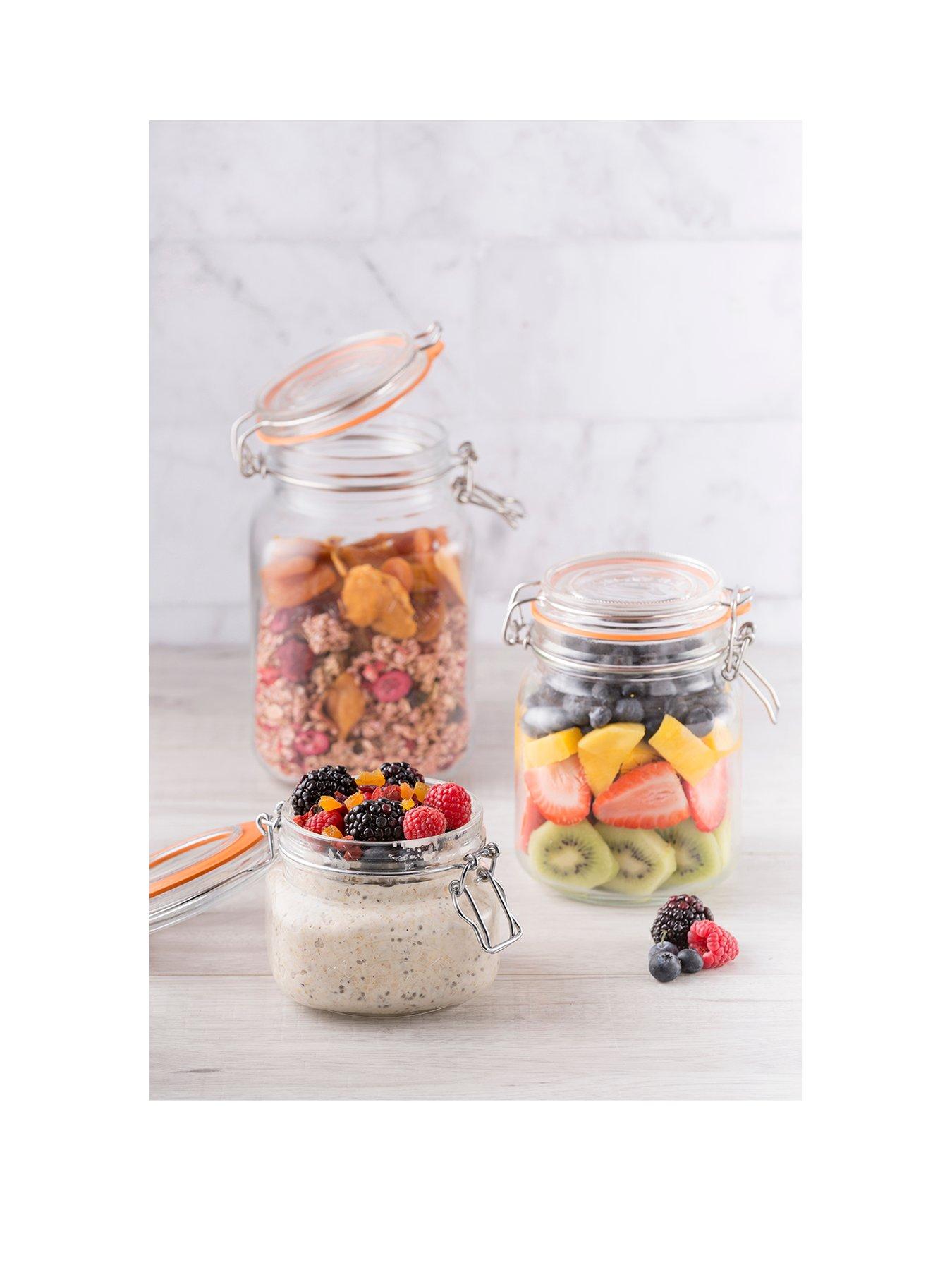 Image 2 of 7 of KILNER Set Of 2 Clip Top Square Jars 2l
