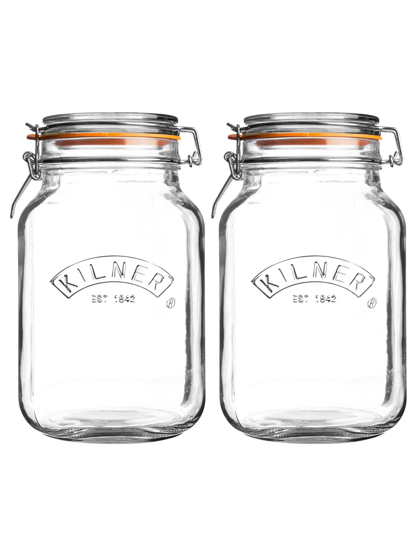 Image 3 of 7 of KILNER Set Of 2 Clip Top Square Jars 2l