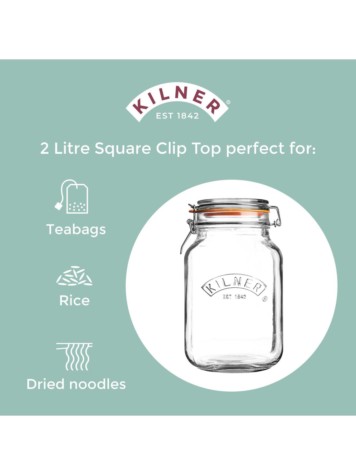 Image 4 of 7 of KILNER Set Of 2 Clip Top Square Jars 2l