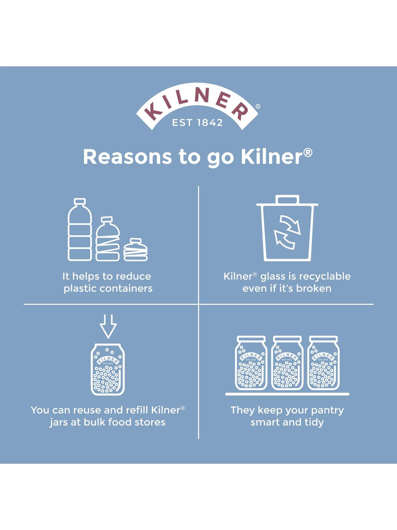 Image 6 of 7 of KILNER Set Of 2 Clip Top Square Jars 2l