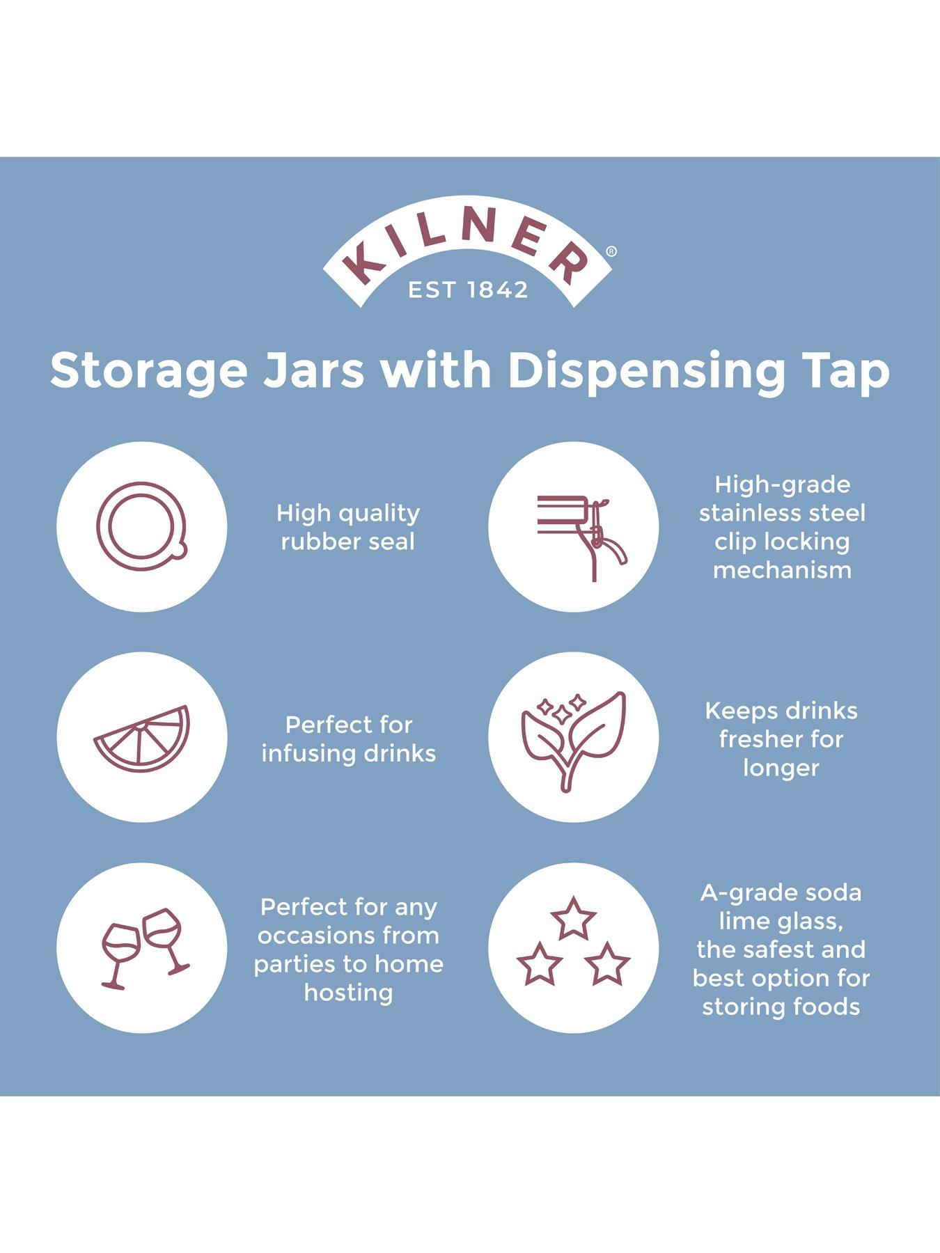 Image 7 of 7 of KILNER Set Of 2 Clip Top Square Jars 2l