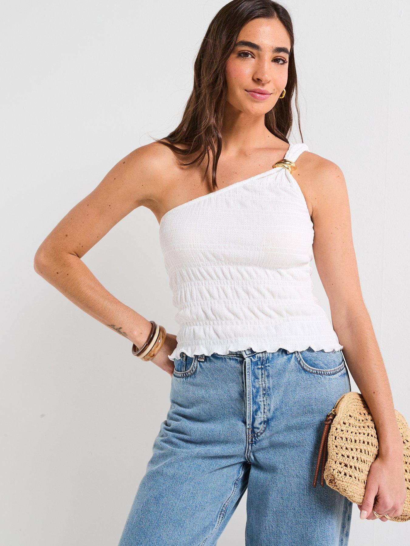 v-by-very-textured-one-shoulder-top-whitefront