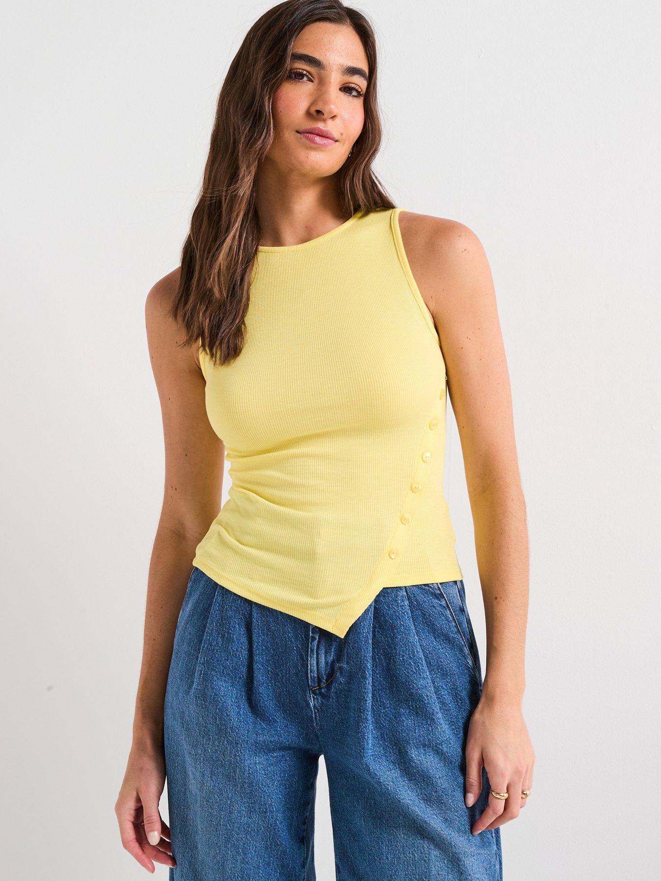 V by Very Asymmetric Rib Vest - Yellow