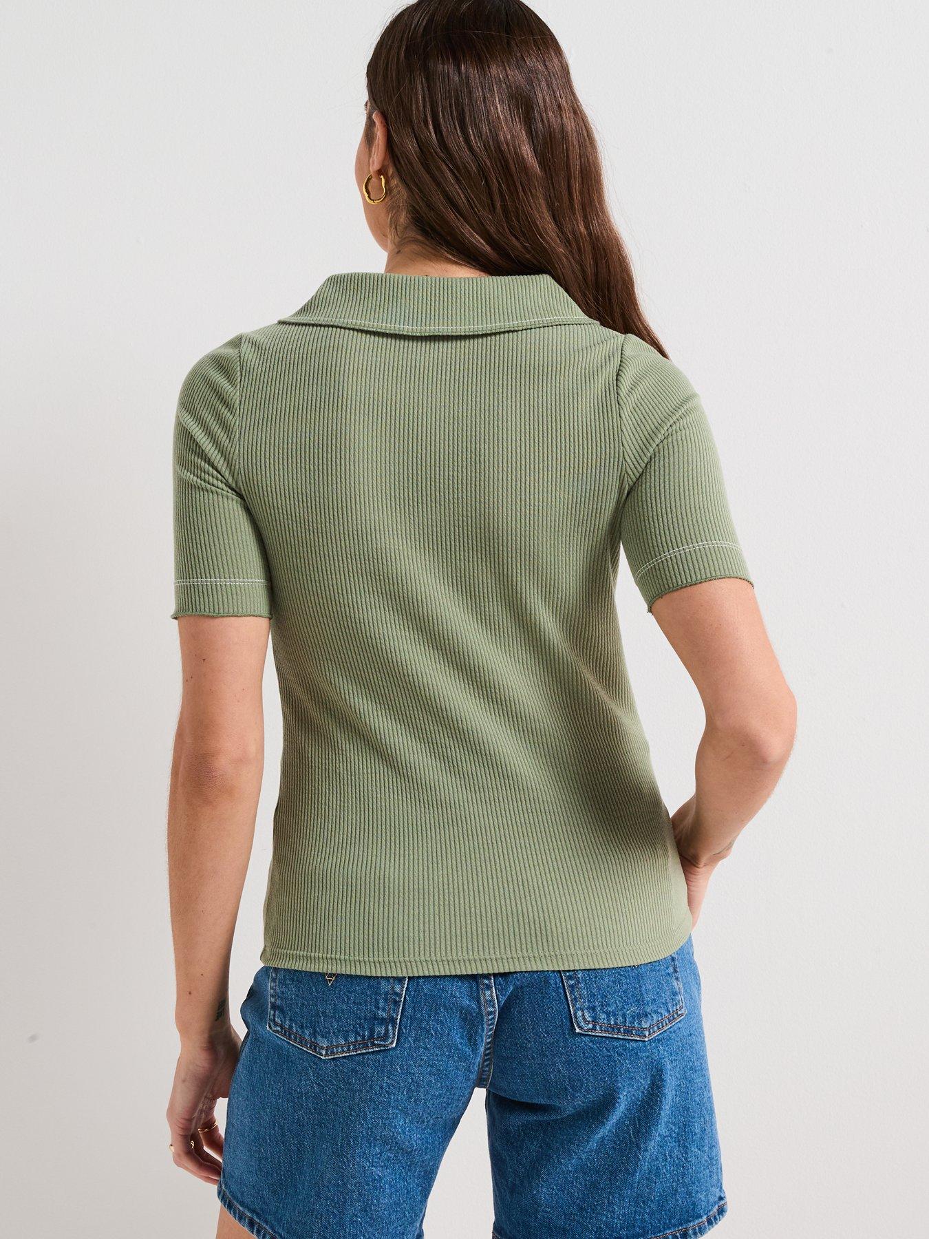 v-by-very-textured-collar-detail-top-greenstillFront