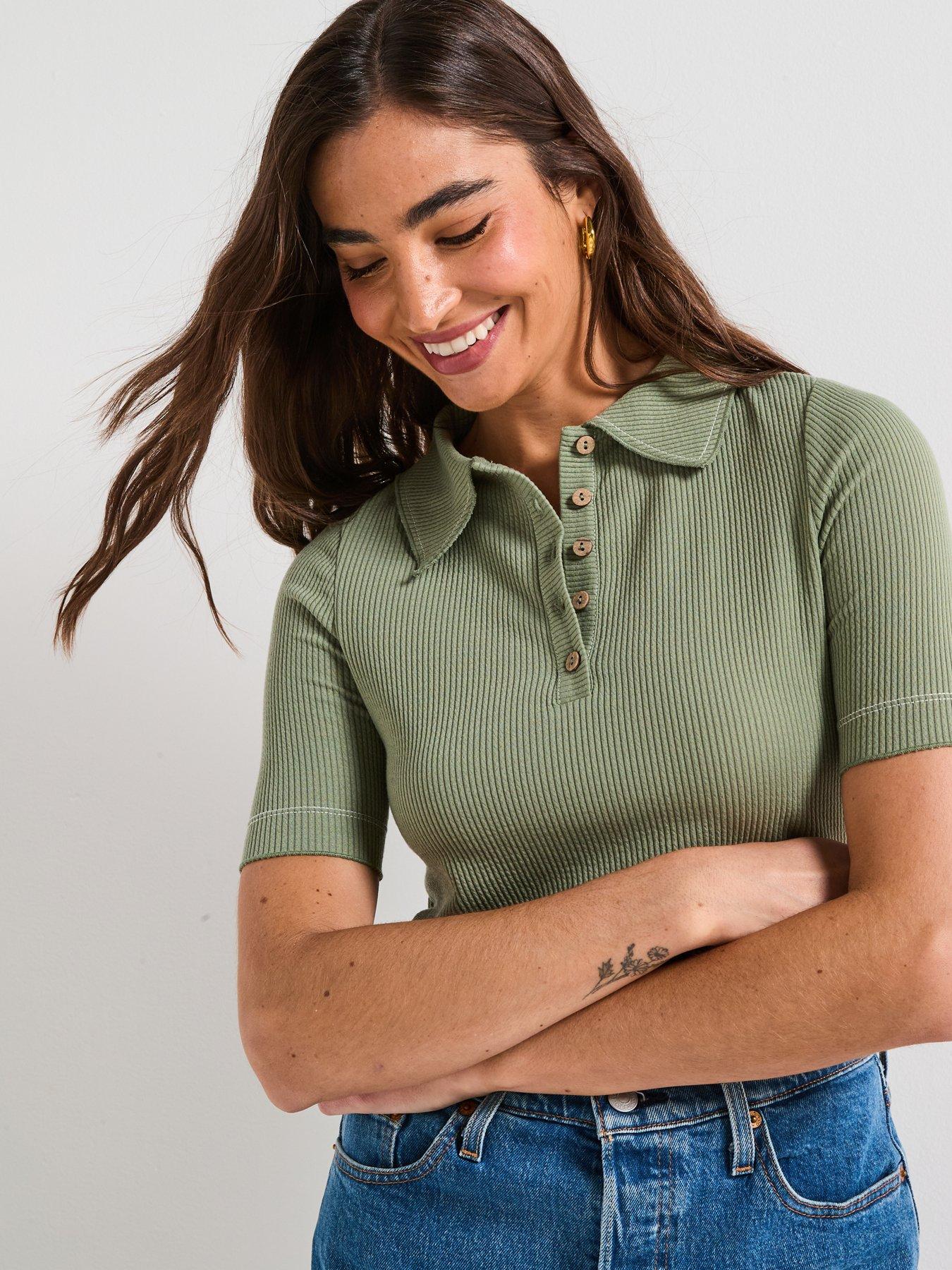 v-by-very-textured-collar-detail-top-greendetail