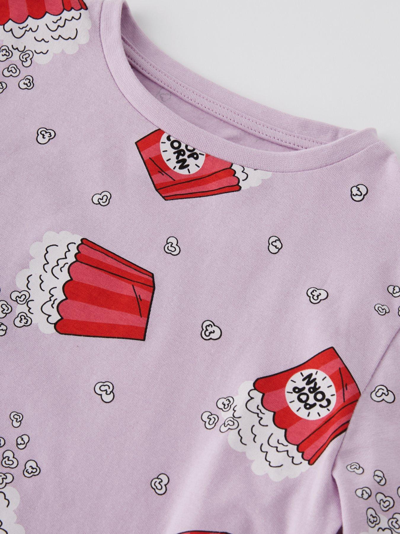 Image 3 of 4 of The Very Collection Girls Popcorn Print Pyjamas - Purple