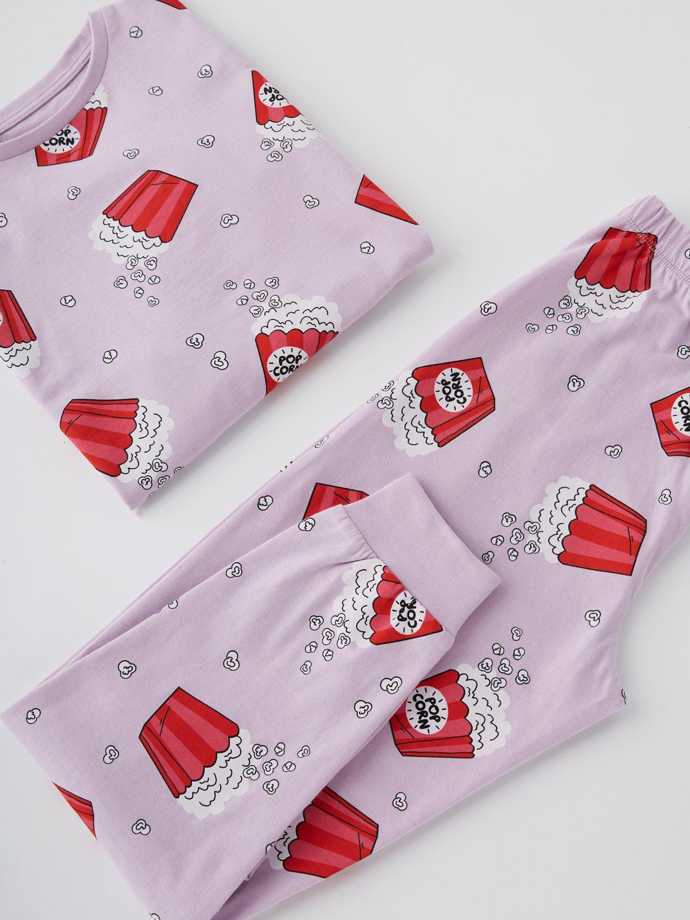 Image 4 of 4 of The Very Collection Girls Popcorn Print Pyjamas - Purple