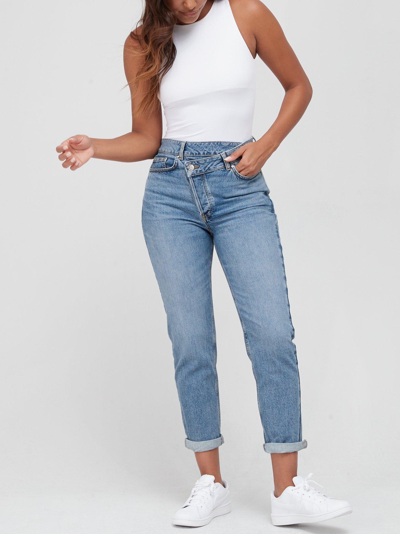 The Very Collection Wrap Front Mom Jeans - Mid Wash