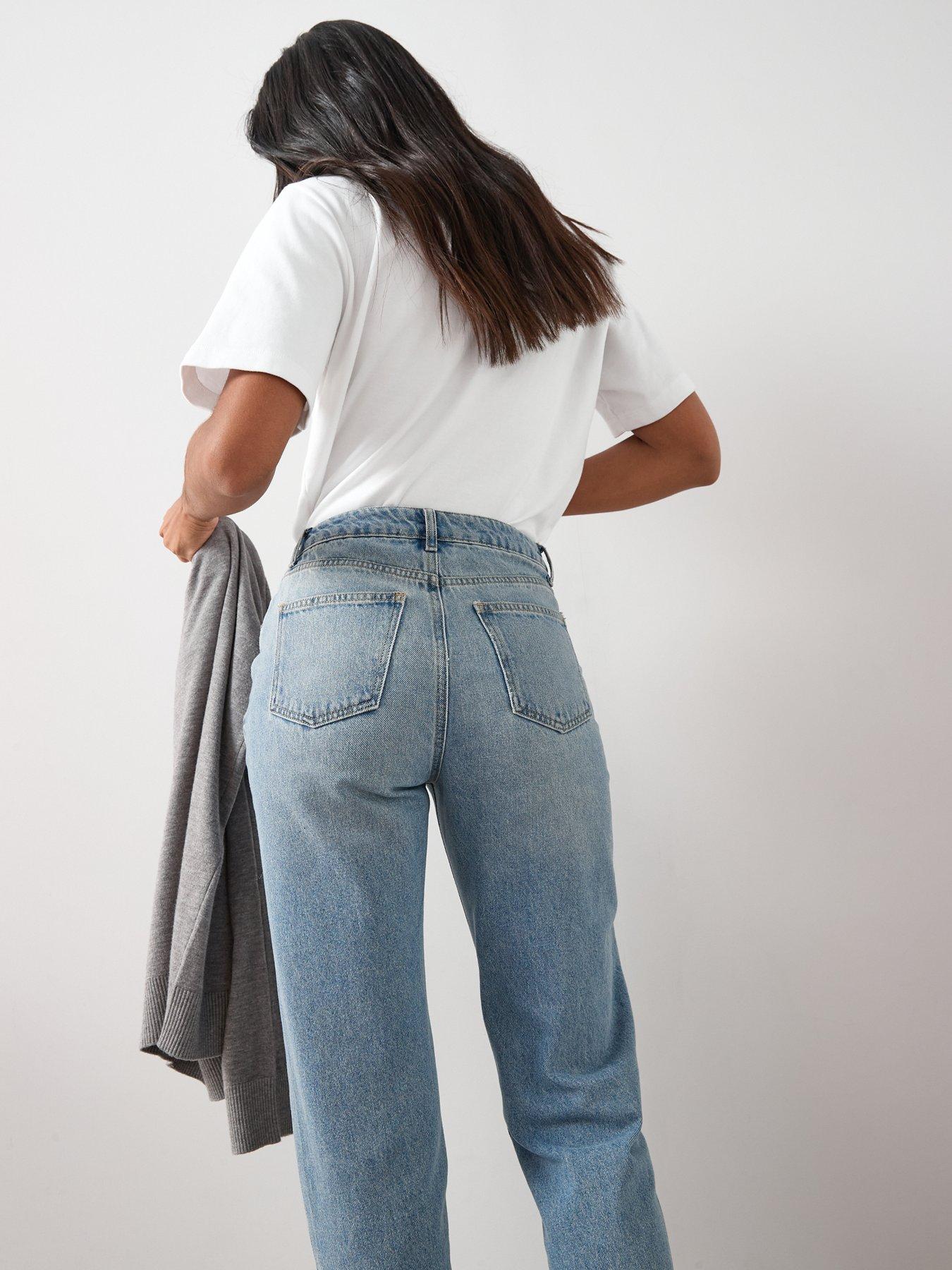 Image 5 of 7 of The Very Collection Wrap Front Mom Jeans - Mid Wash
