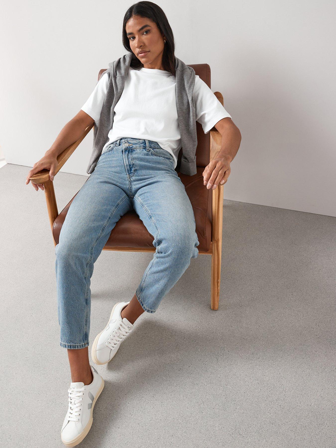 Image 6 of 7 of The Very Collection Wrap Front Mom Jeans - Mid Wash