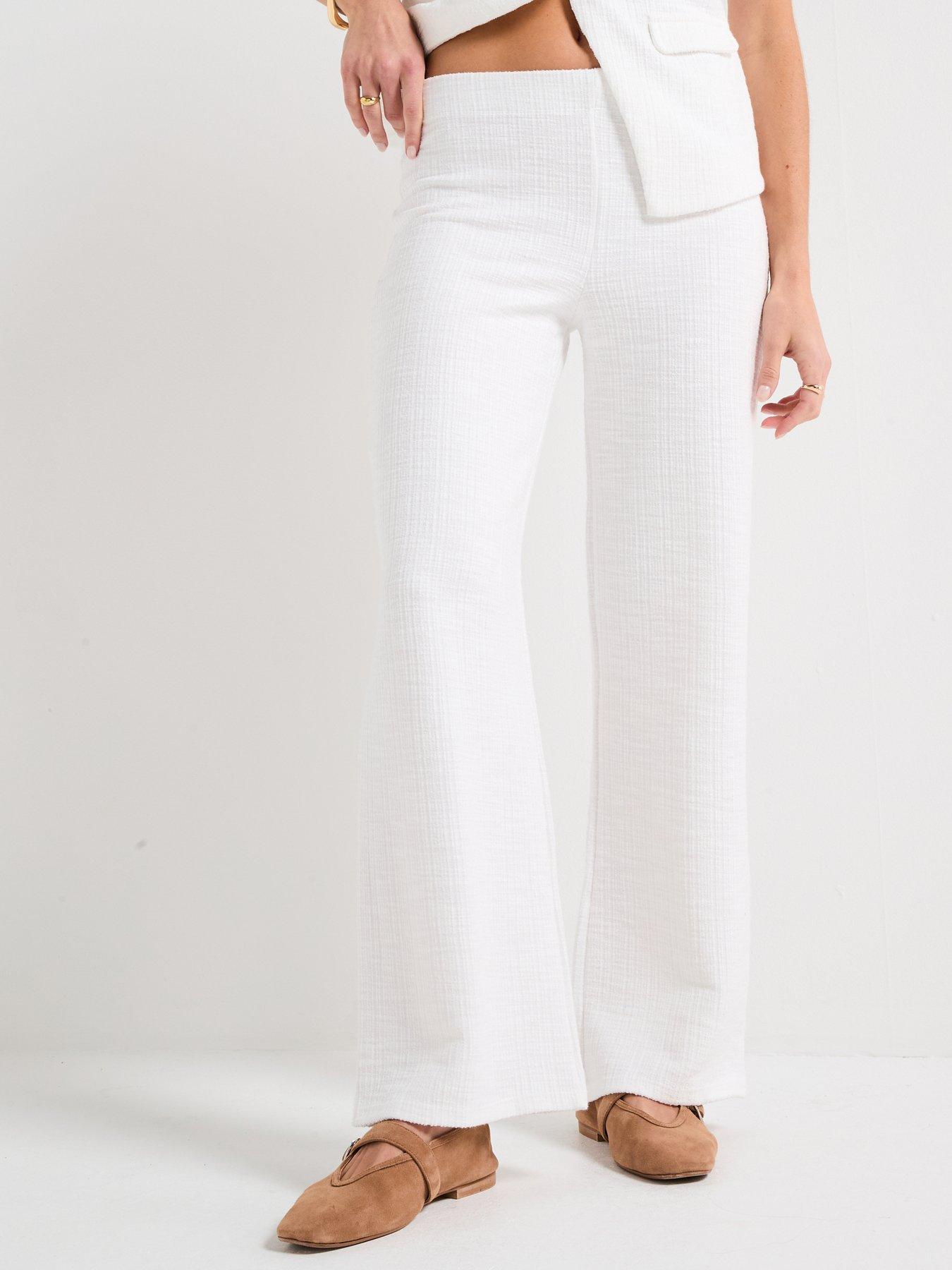 Image 1 of 6 of V by Very Textured Wide Leg Trousers Co-Ord - Cream