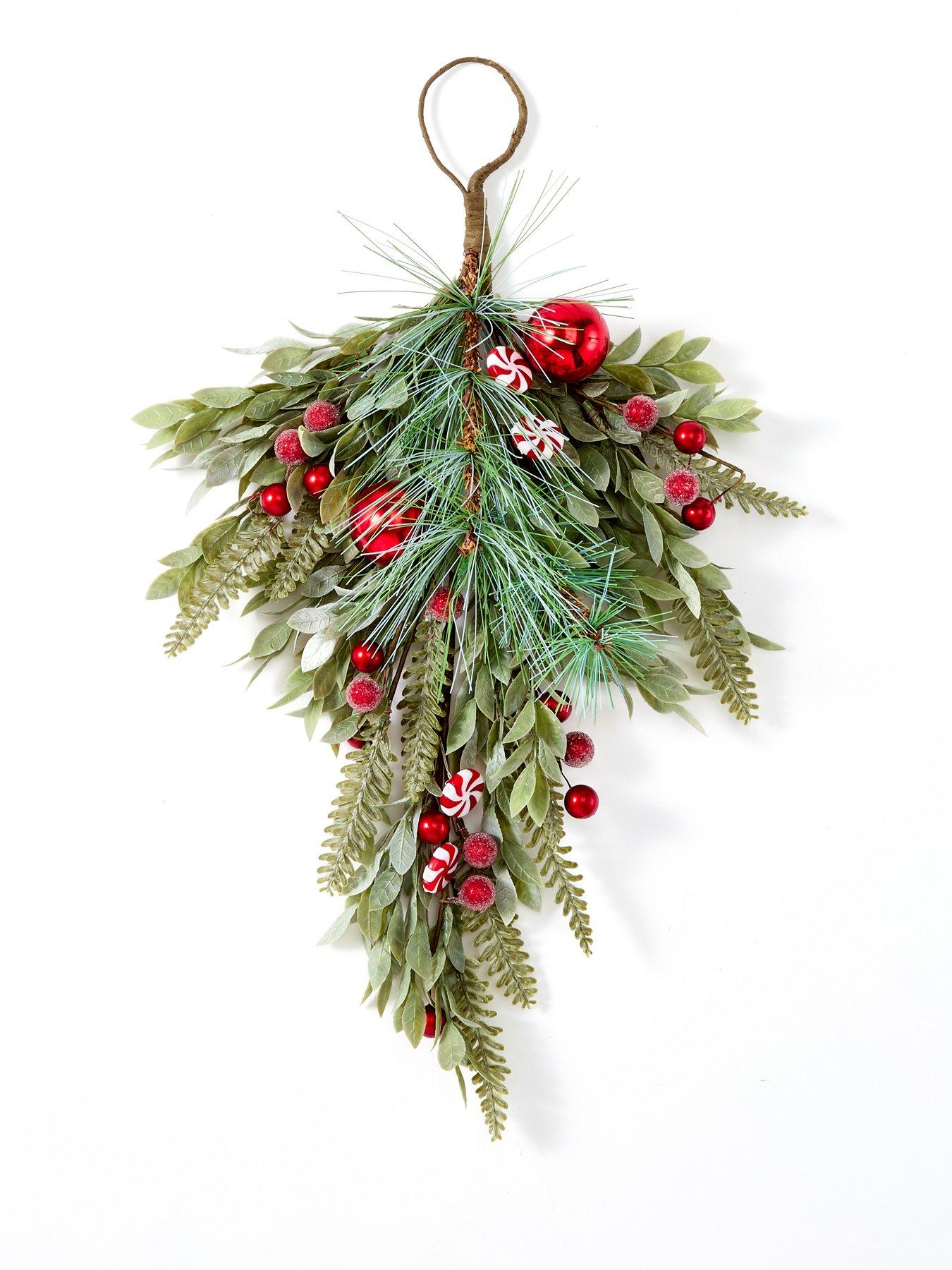 Image 2 of 3 of Scottish Everlastings 48cm Candy Cane &amp; Bauble Christmas&nbsp;Swag