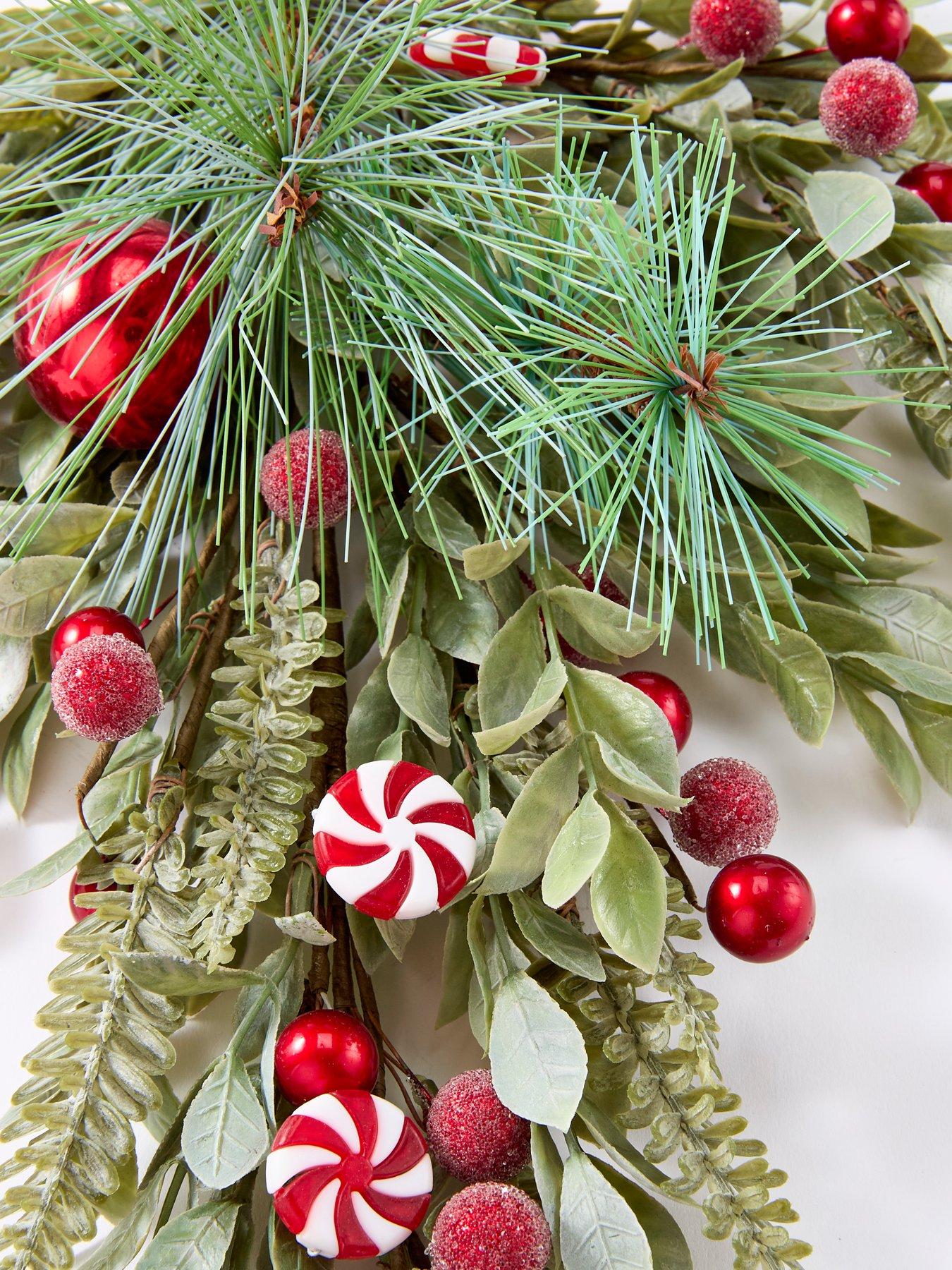 Image 3 of 3 of Scottish Everlastings 48cm Candy Cane &amp; Bauble Christmas&nbsp;Swag