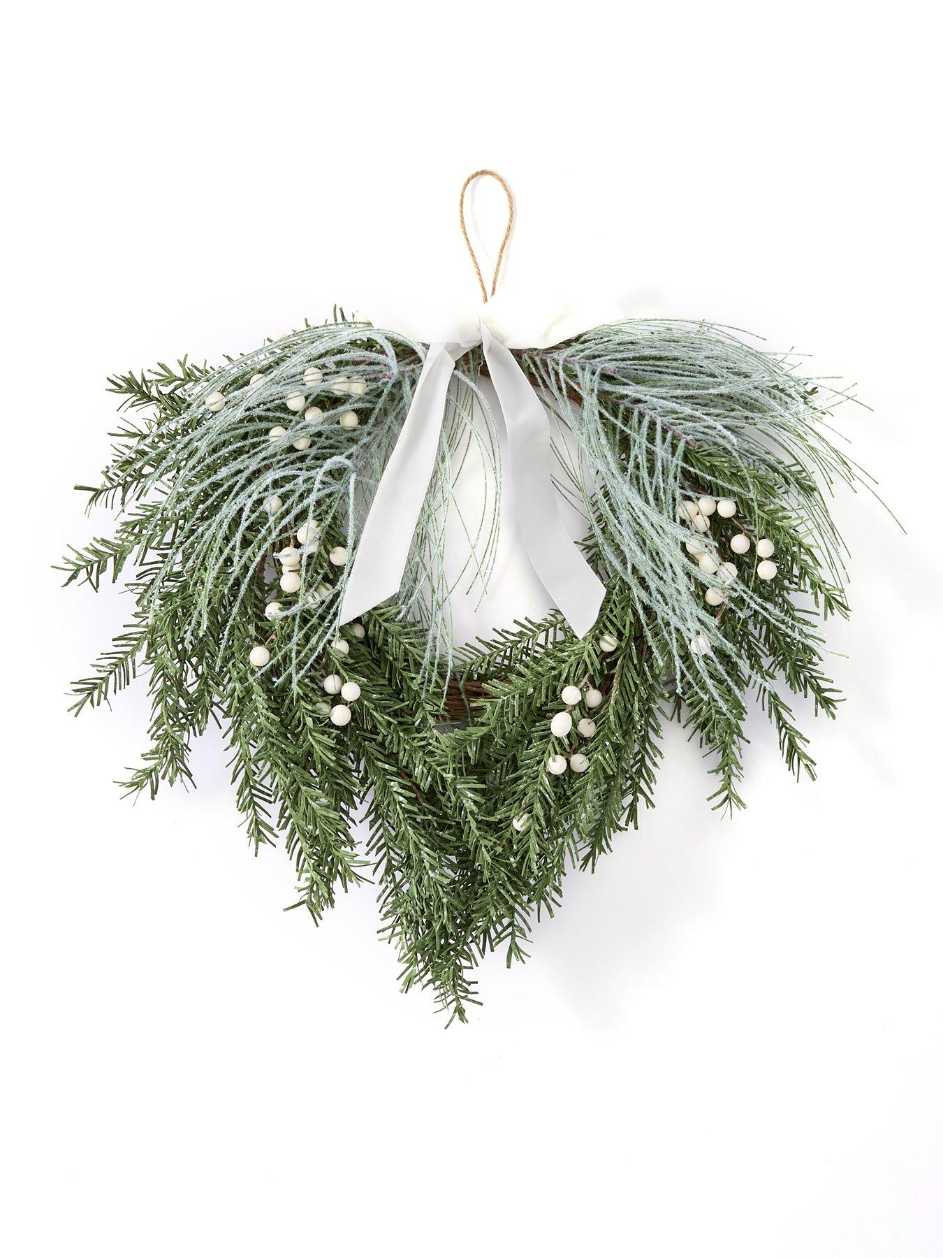 Image 2 of 4 of Scottish Everlastings 60&nbsp;cm Christmas Wreath with White Velvet Bow