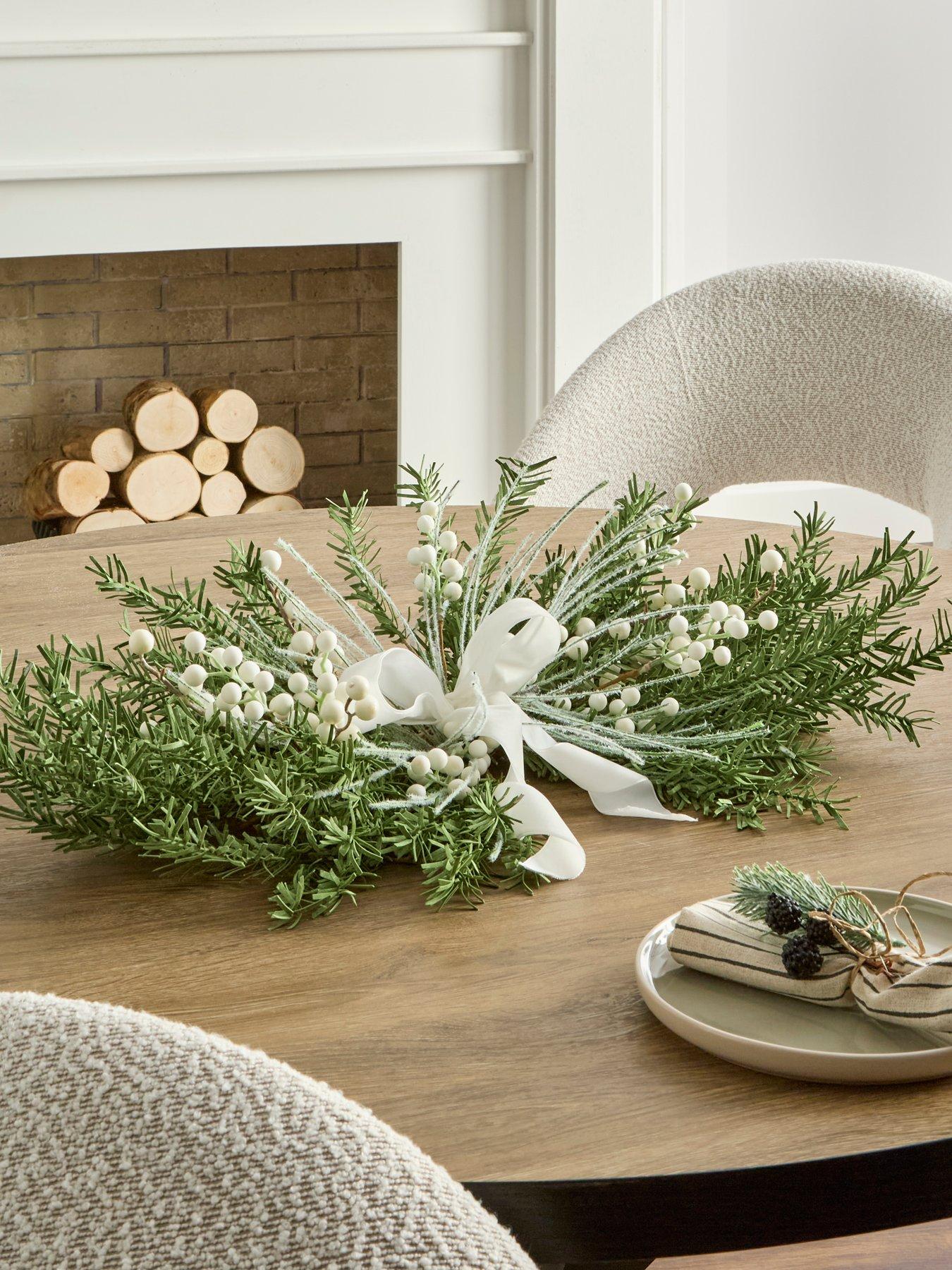 scottish-everlastings-80-cm-christmasnbsptable-centrepiece-swag-with-white-velvet-bow