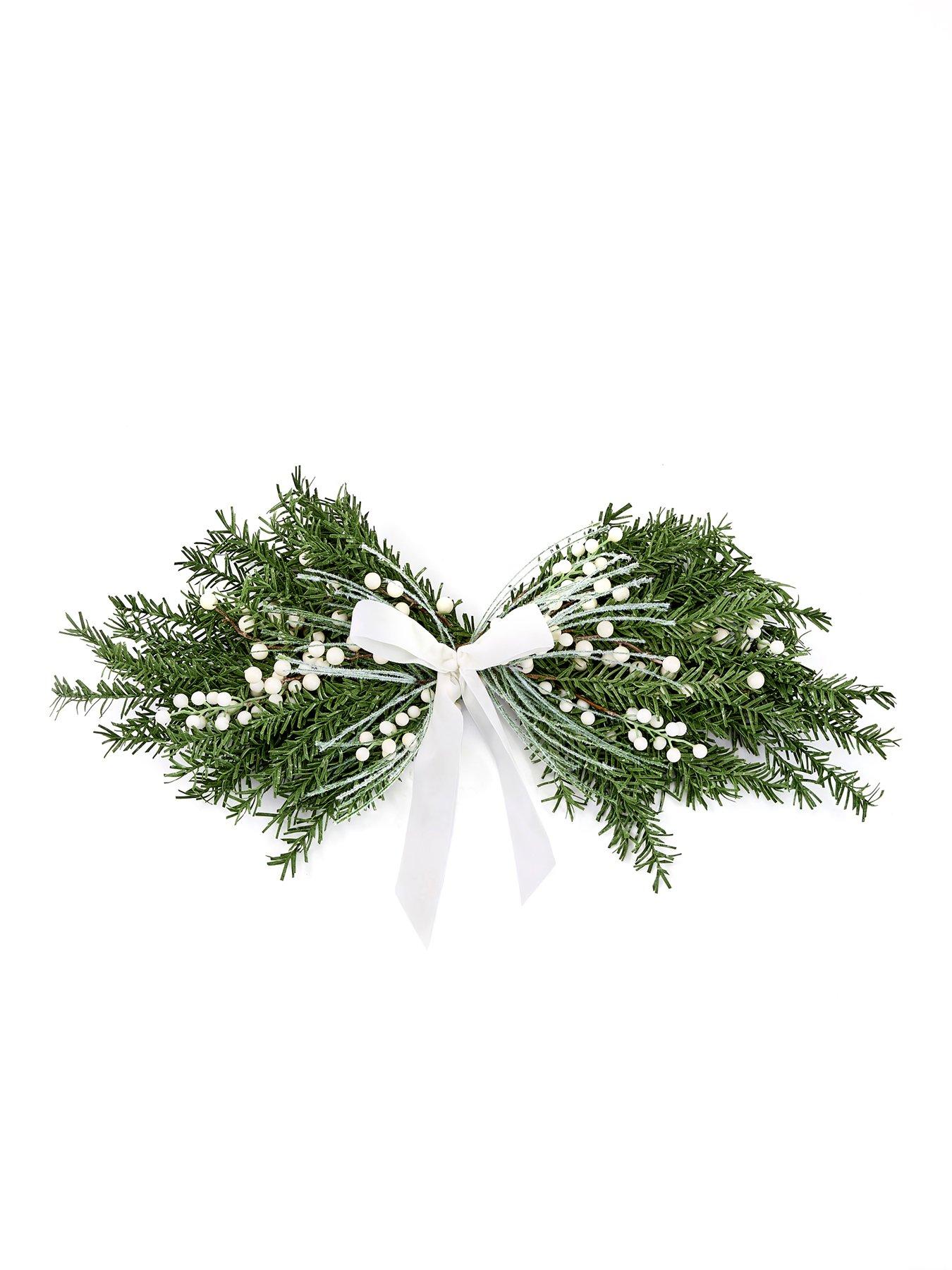 scottish-everlastings-80-cm-christmasnbsptable-centrepiece-swag-with-white-velvet-bowstillFront