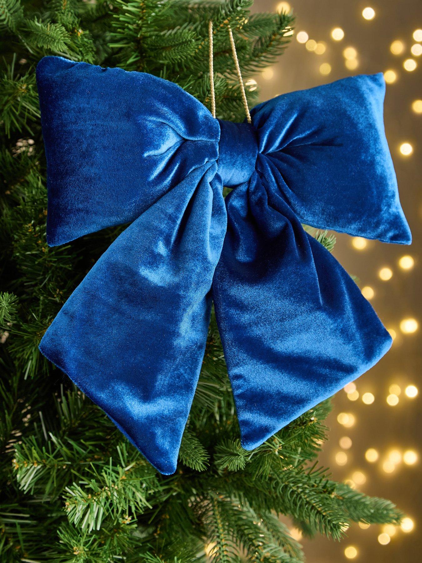 The Christmas Gift Co Set of 4 Christmas Tree Bows - Dark Blue