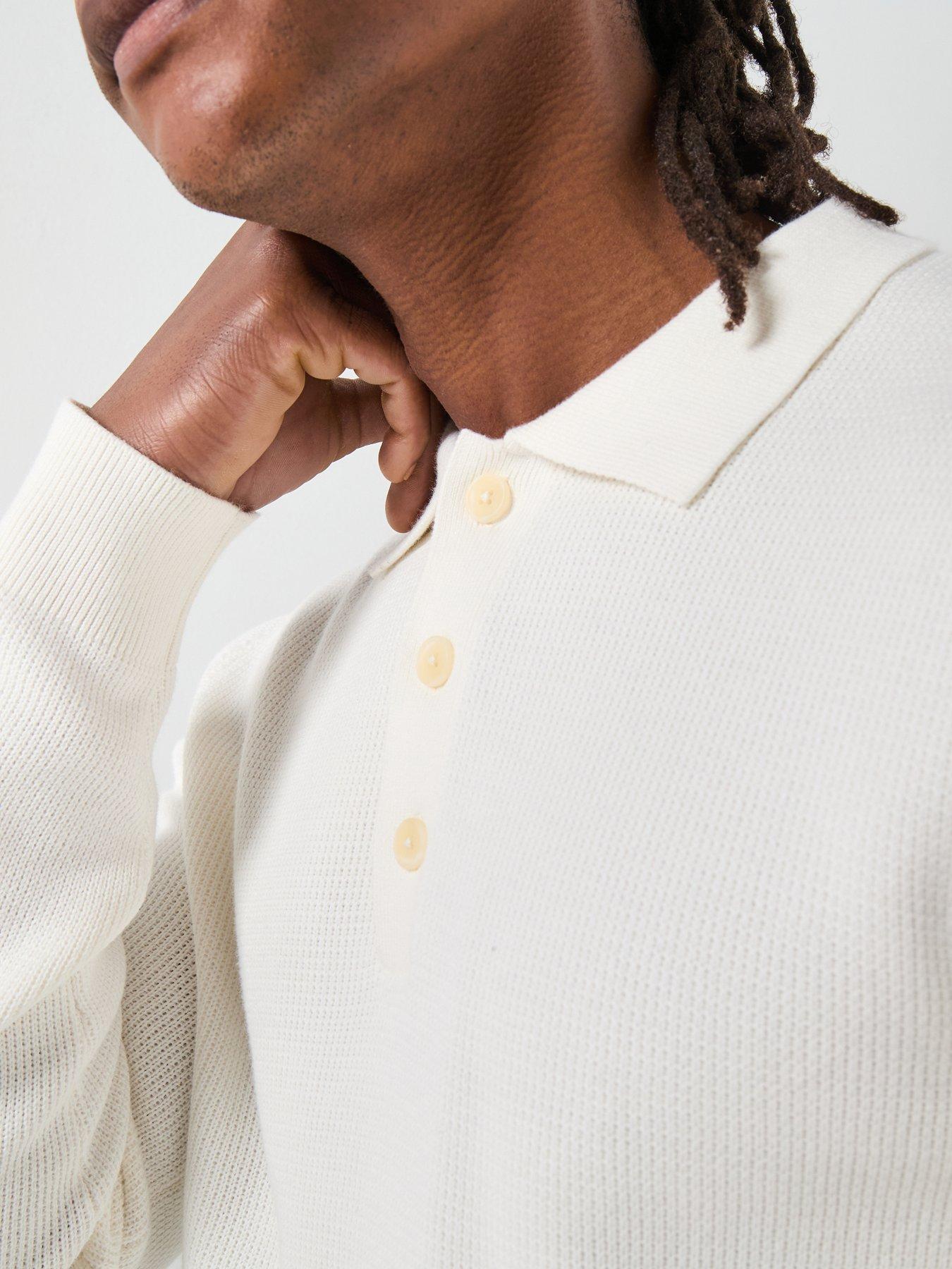 Image 4 of 6 of Selected Selected Dane Long Sleeve Knitted Polo Top