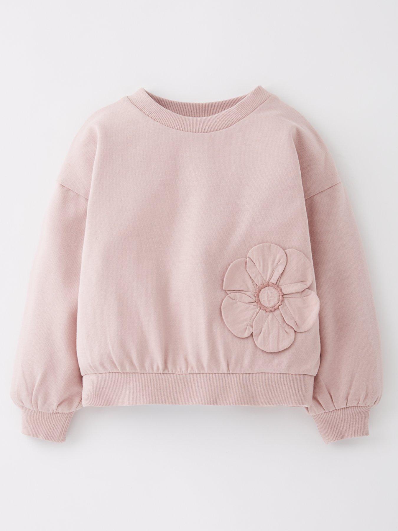 The Very Collection Girls Flower Applique Sweater - Pink