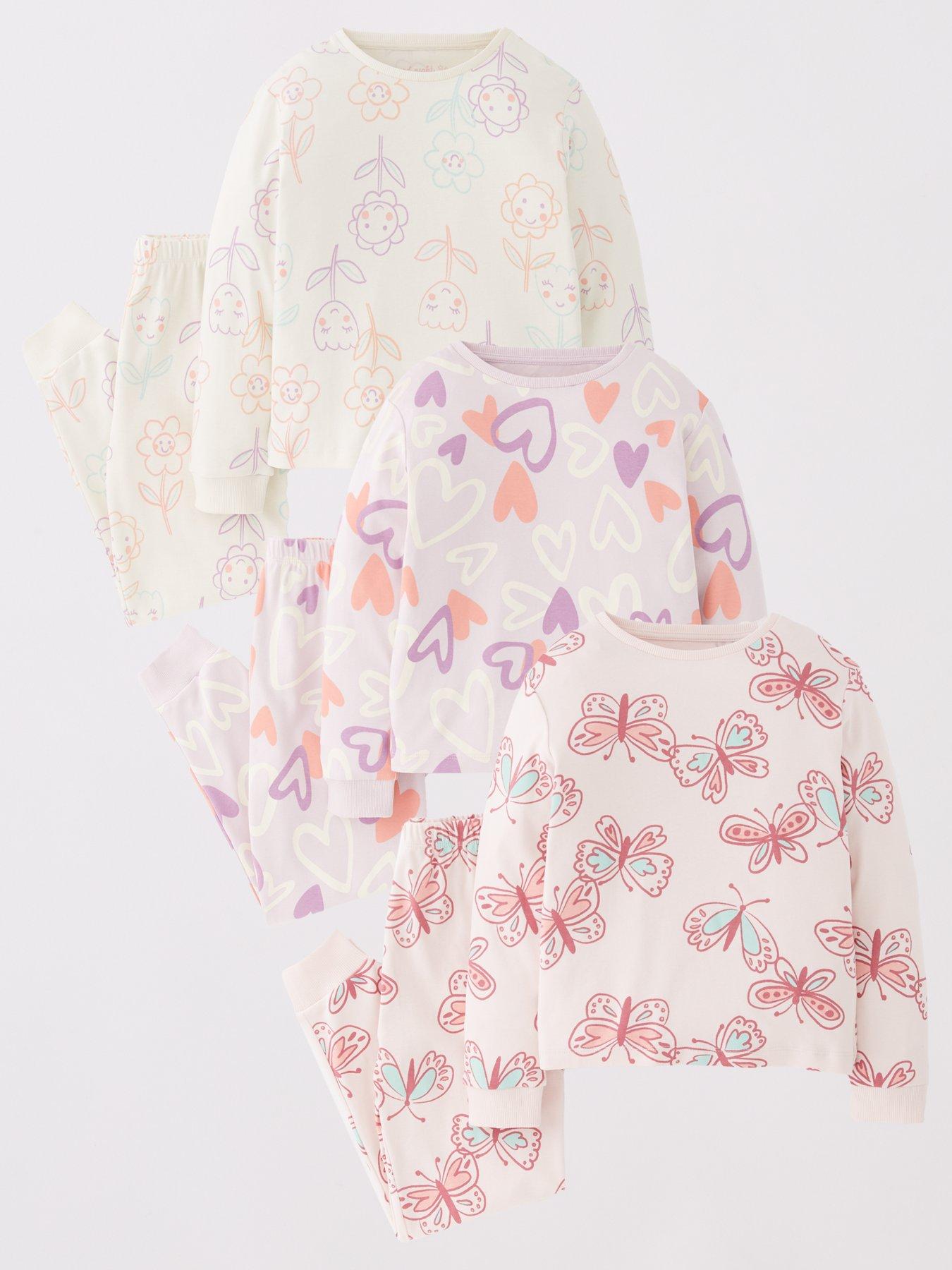The Very Collection Girls 3 Pack Printed Pjs - Multi