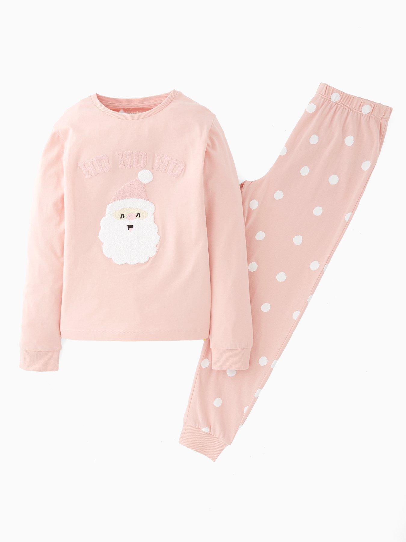 The Very Collection Girls Santa Christmas Pyjamas  - Pink