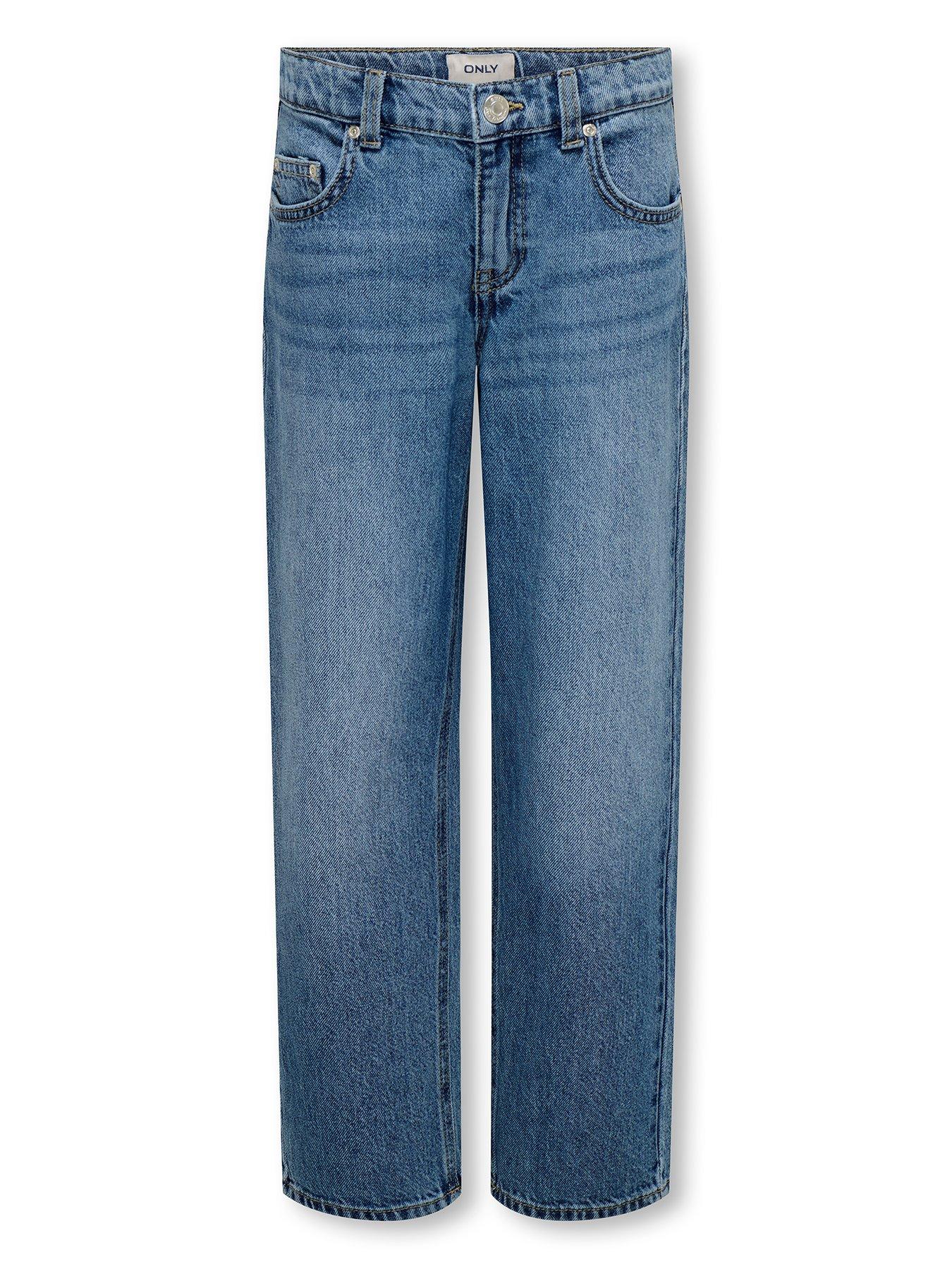 Only Kids Girls Mom Straight Jeans - Blue