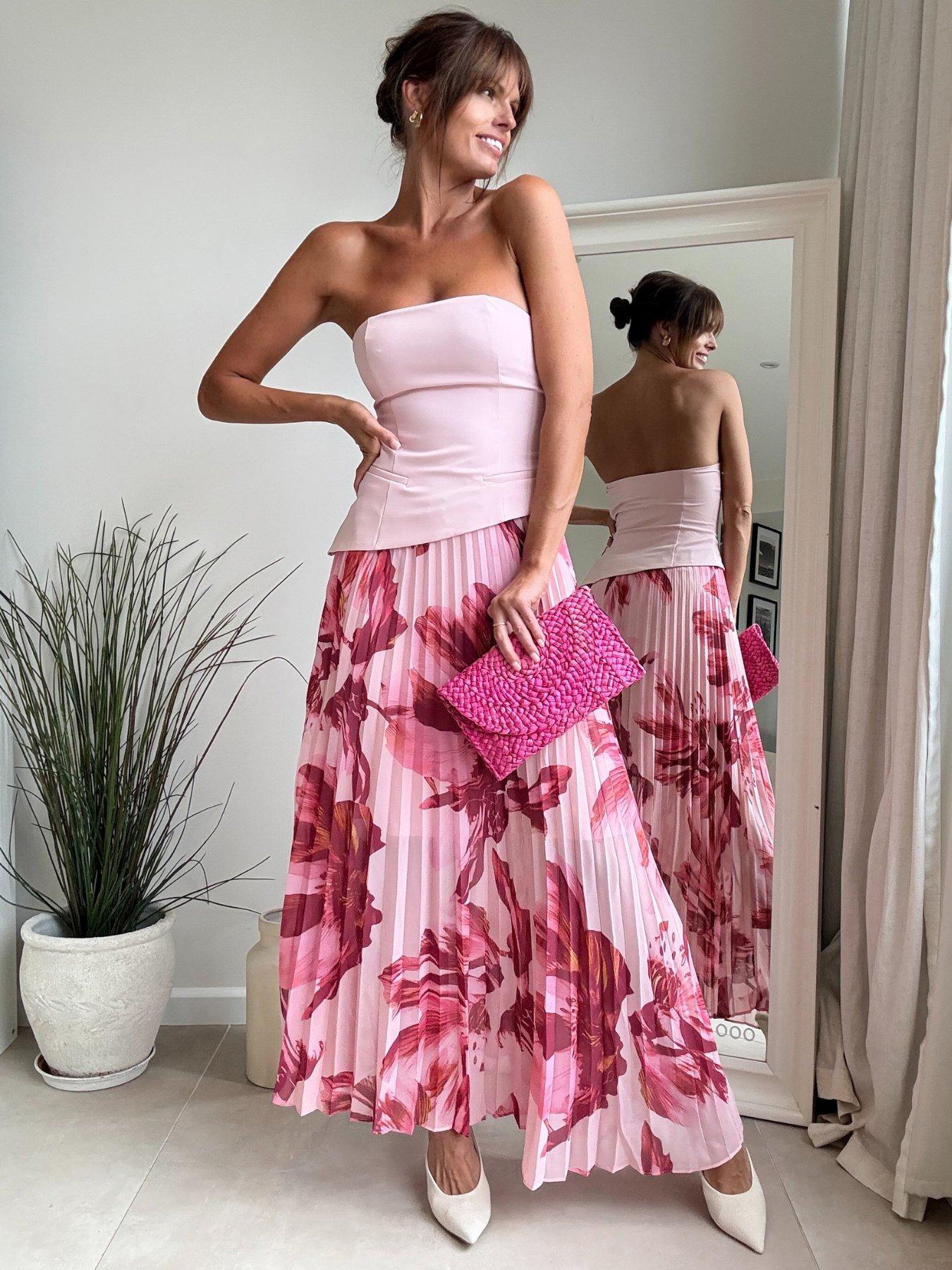 Style Cheat Bandeau Pleated Dress - Pink