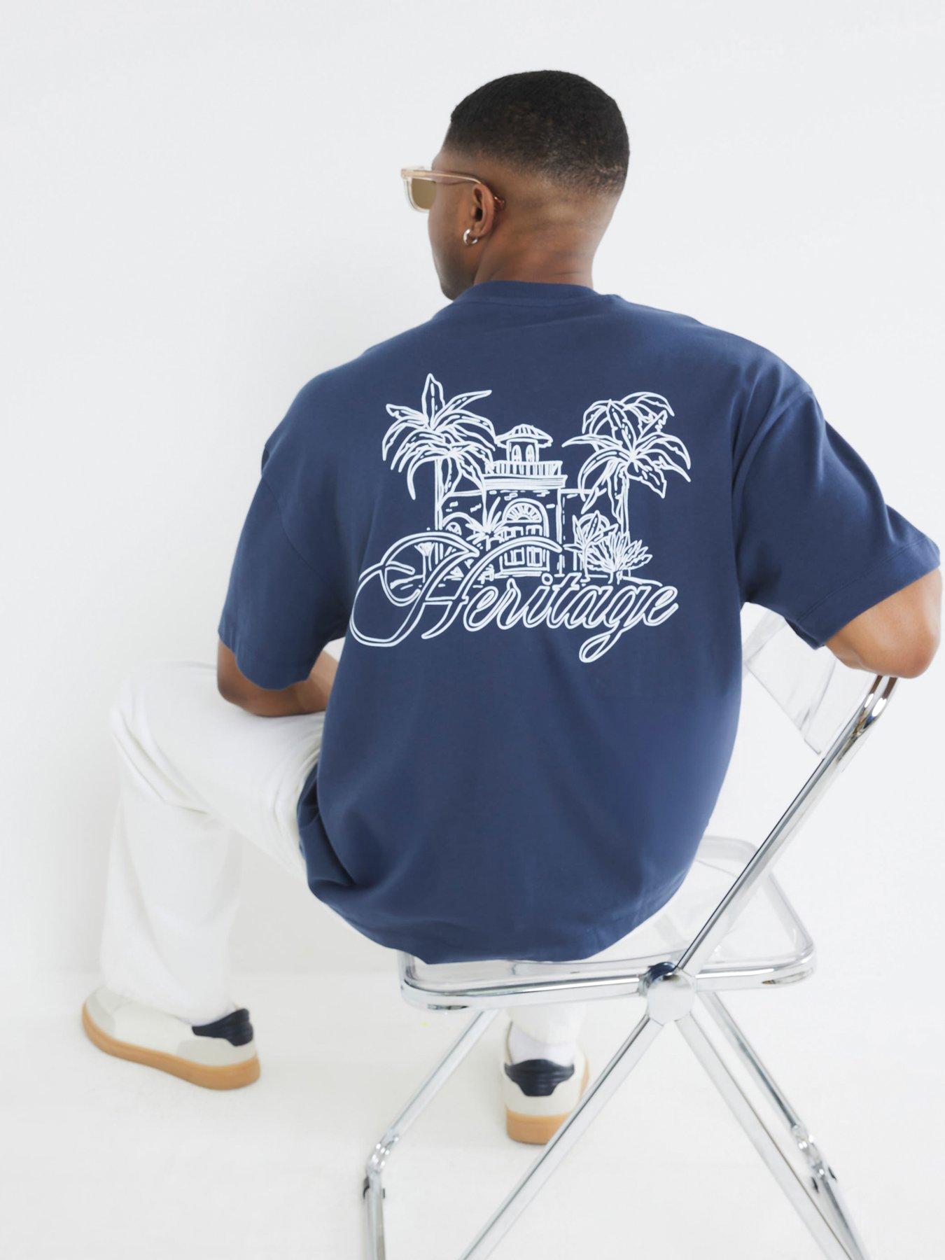 Image of River Island Heritage Graphic T-Shirt - Dark Blue