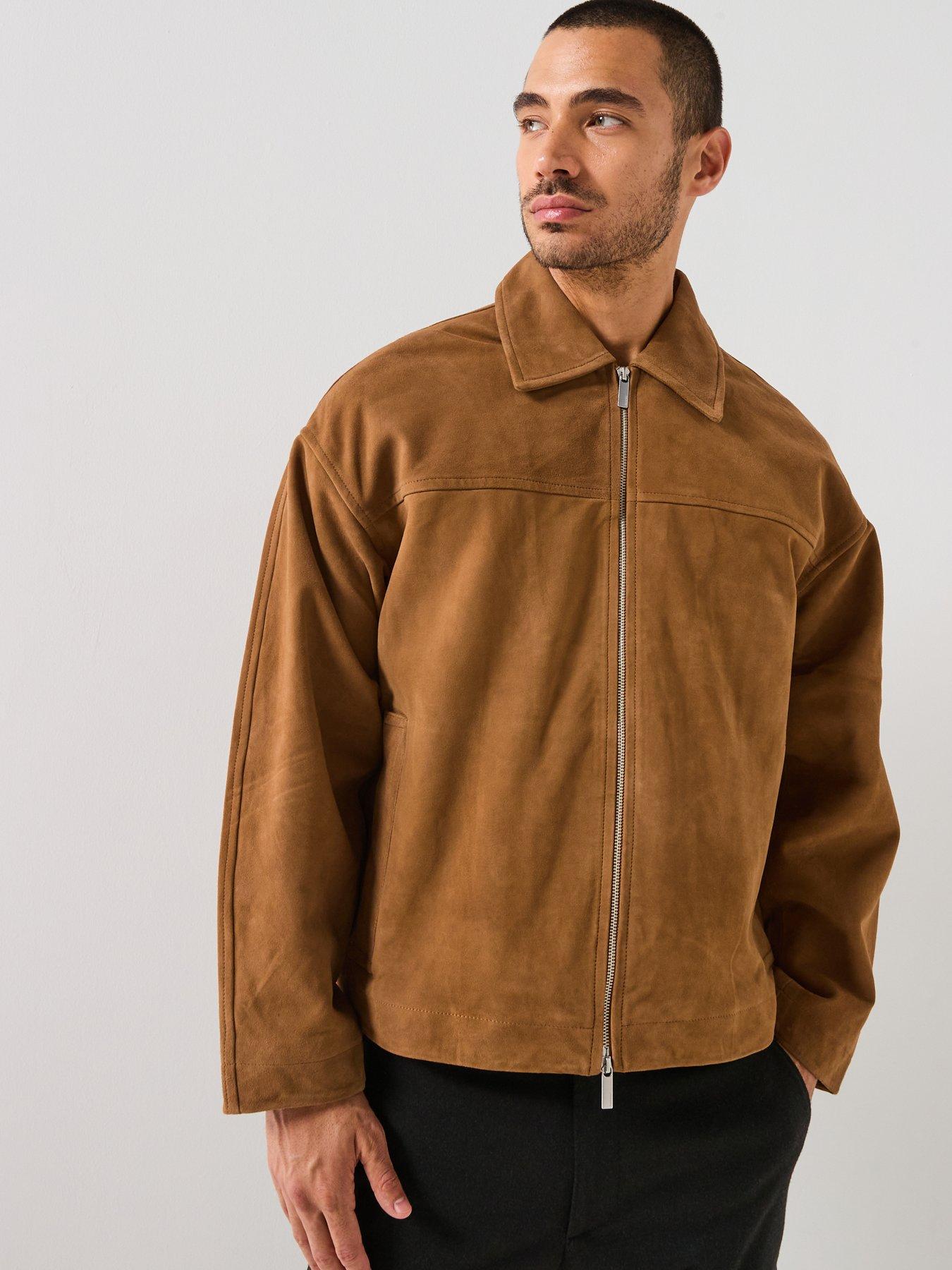 Selected Homme Lucas Suede Bomber Jacket - Brown