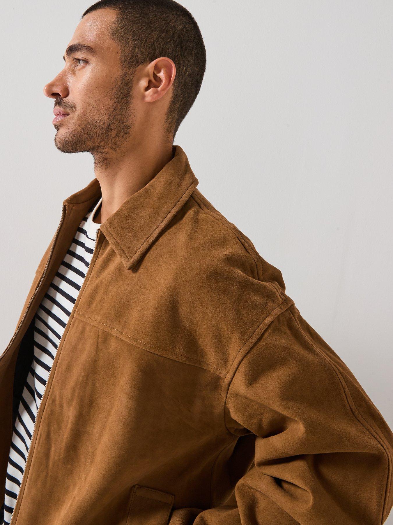 Image 4 of 6 of Selected Lucas Suede Bomber Jacket - Brown