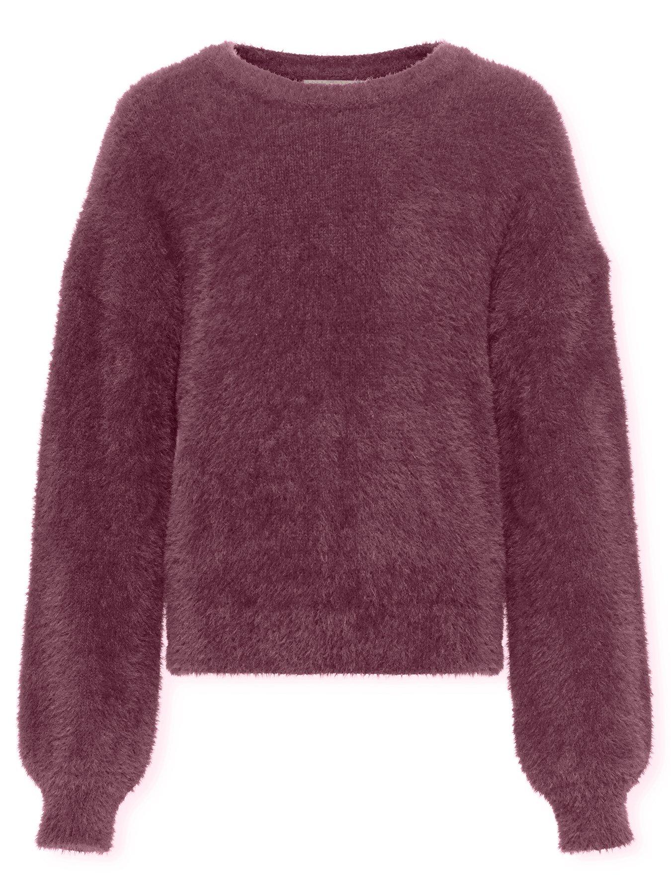 Only Kids Girls Fluffy Knit Jumper - Dark Red