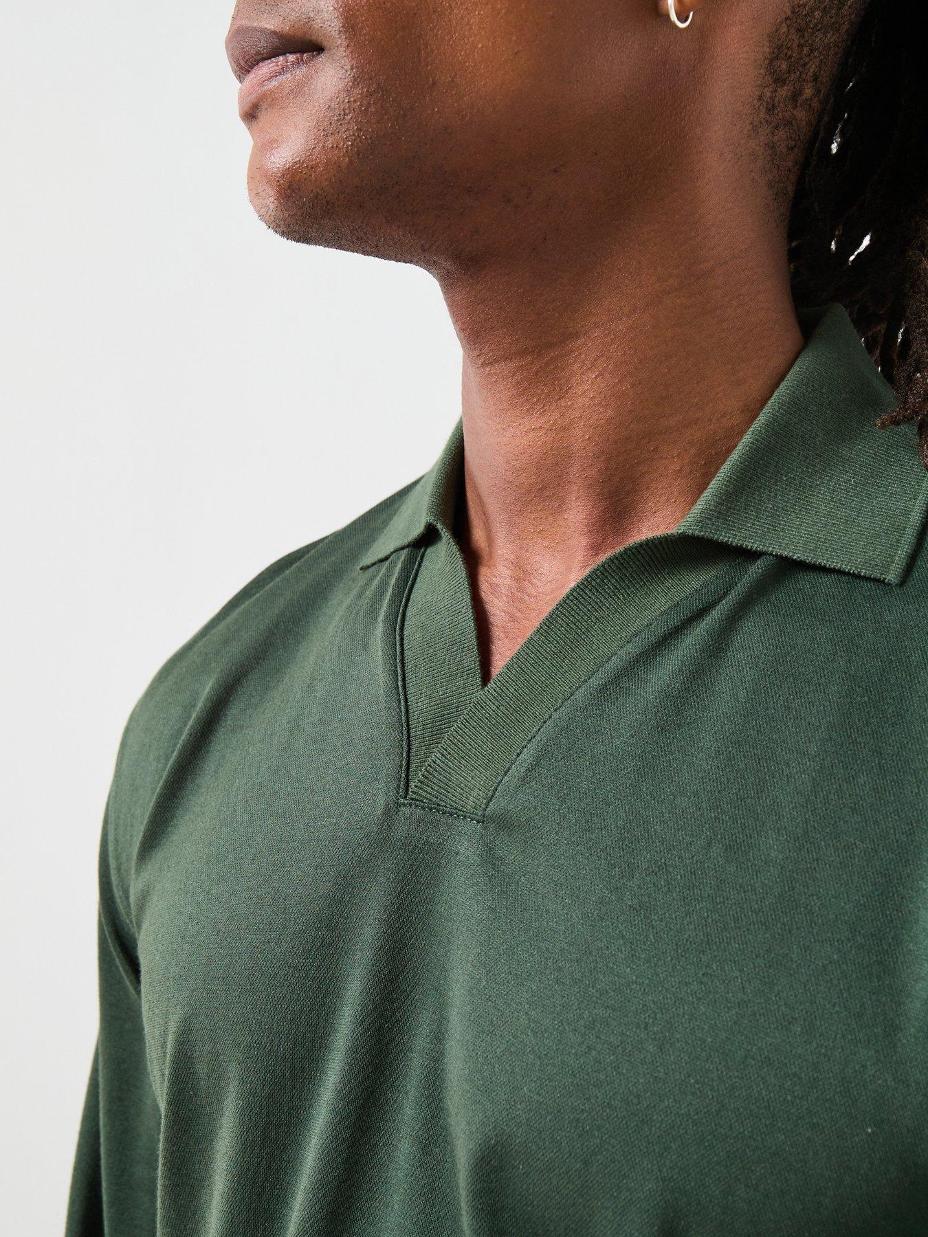 selected-homme-fave-split-neck-long-sleeve-polo-shirt-dark-greendetail