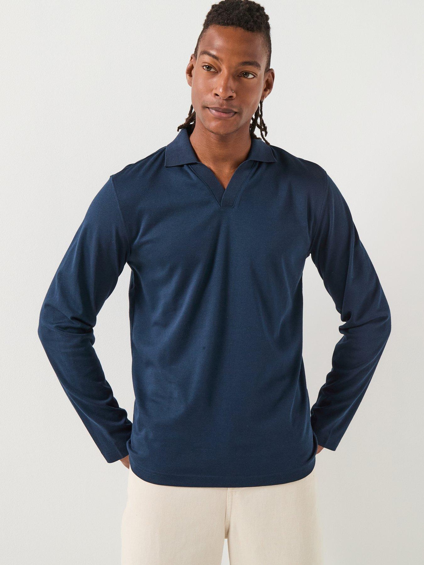 selected-selected-fave-split-neck-long-sleeve-polo-shirt