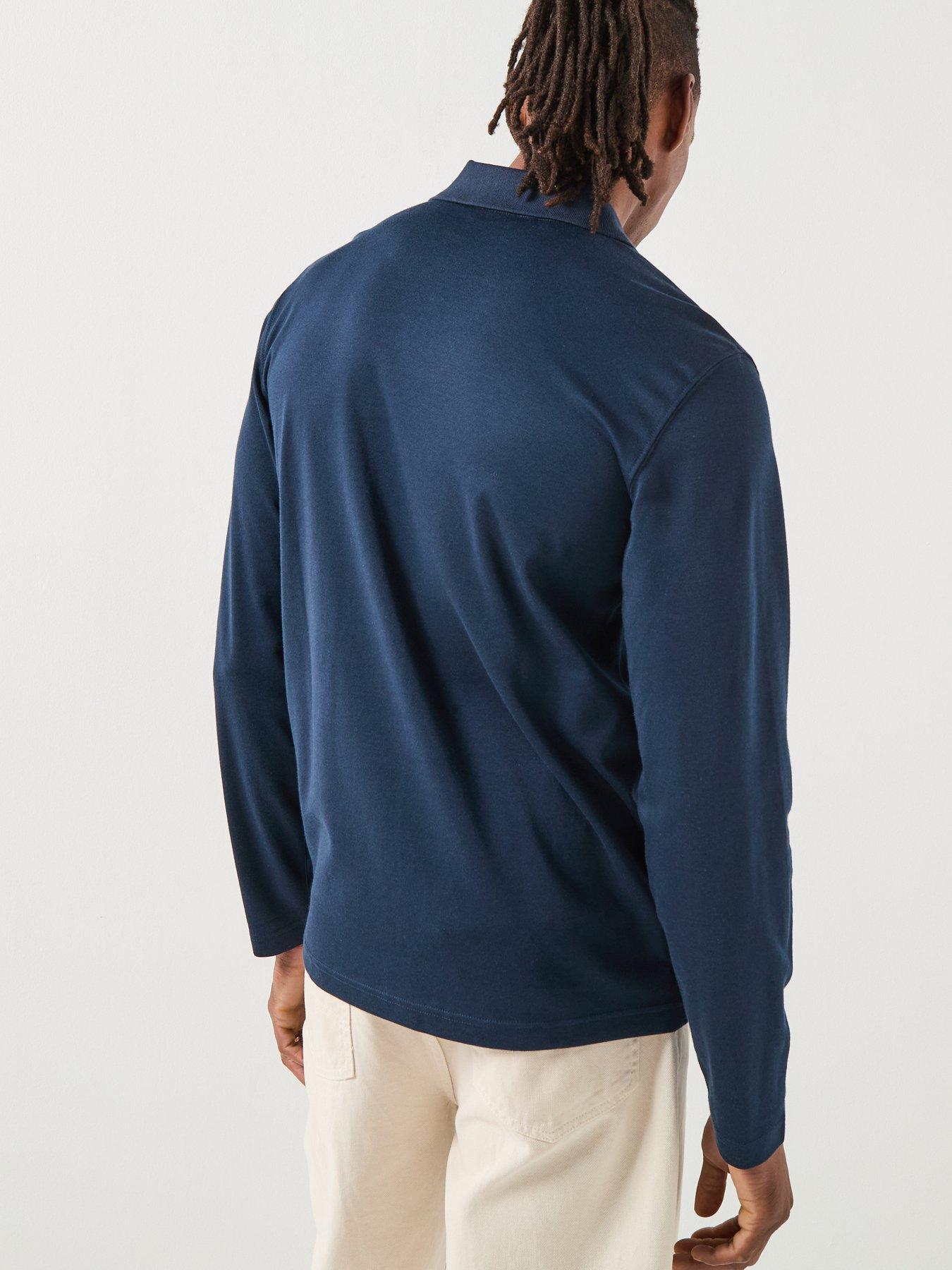 Image 2 of 6 of Selected Selected Fave Split Neck Long Sleeve Polo Shirt