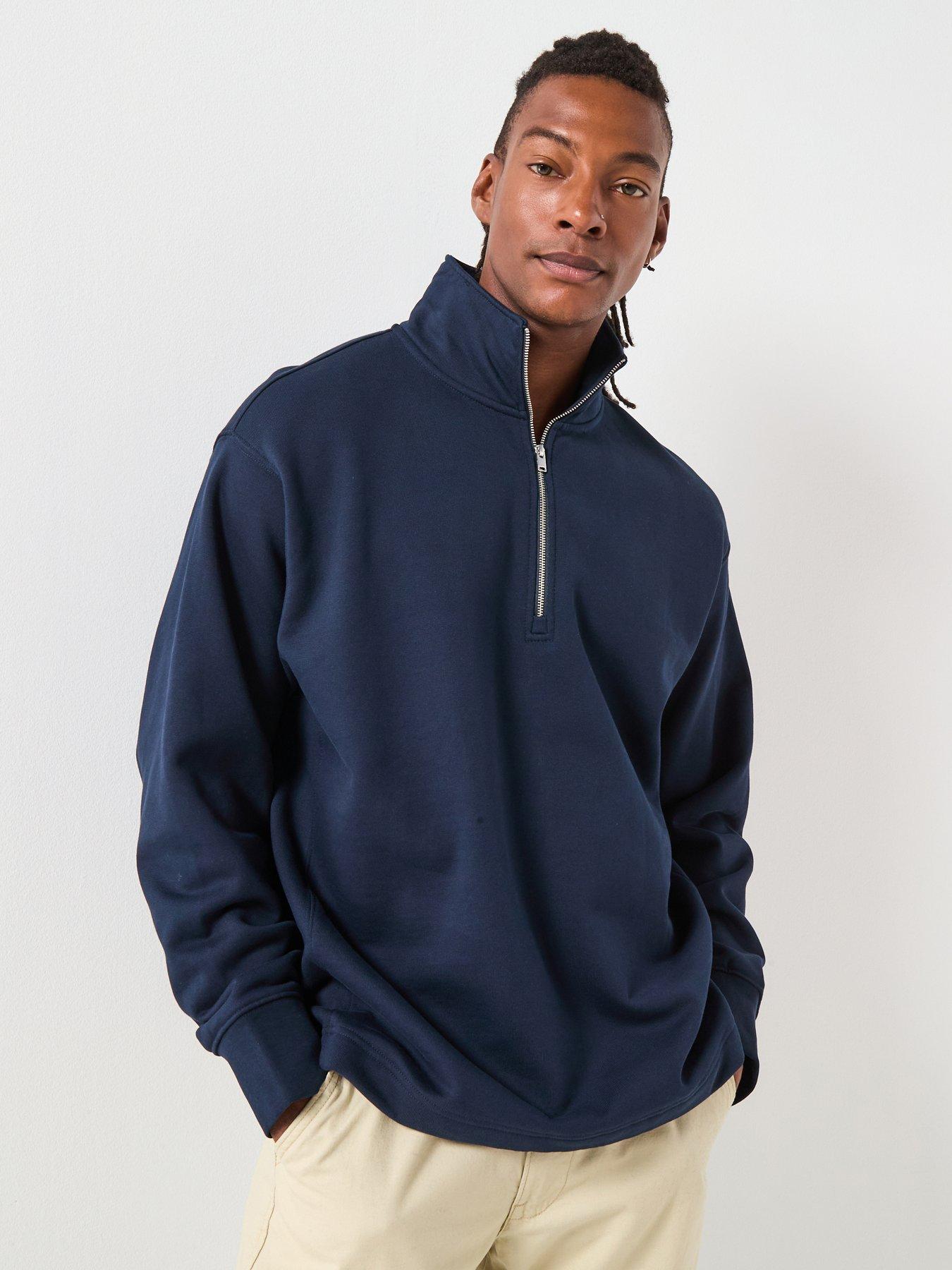 selected-homme-aron-long-sleeve-half-zip-sweat-navyfront