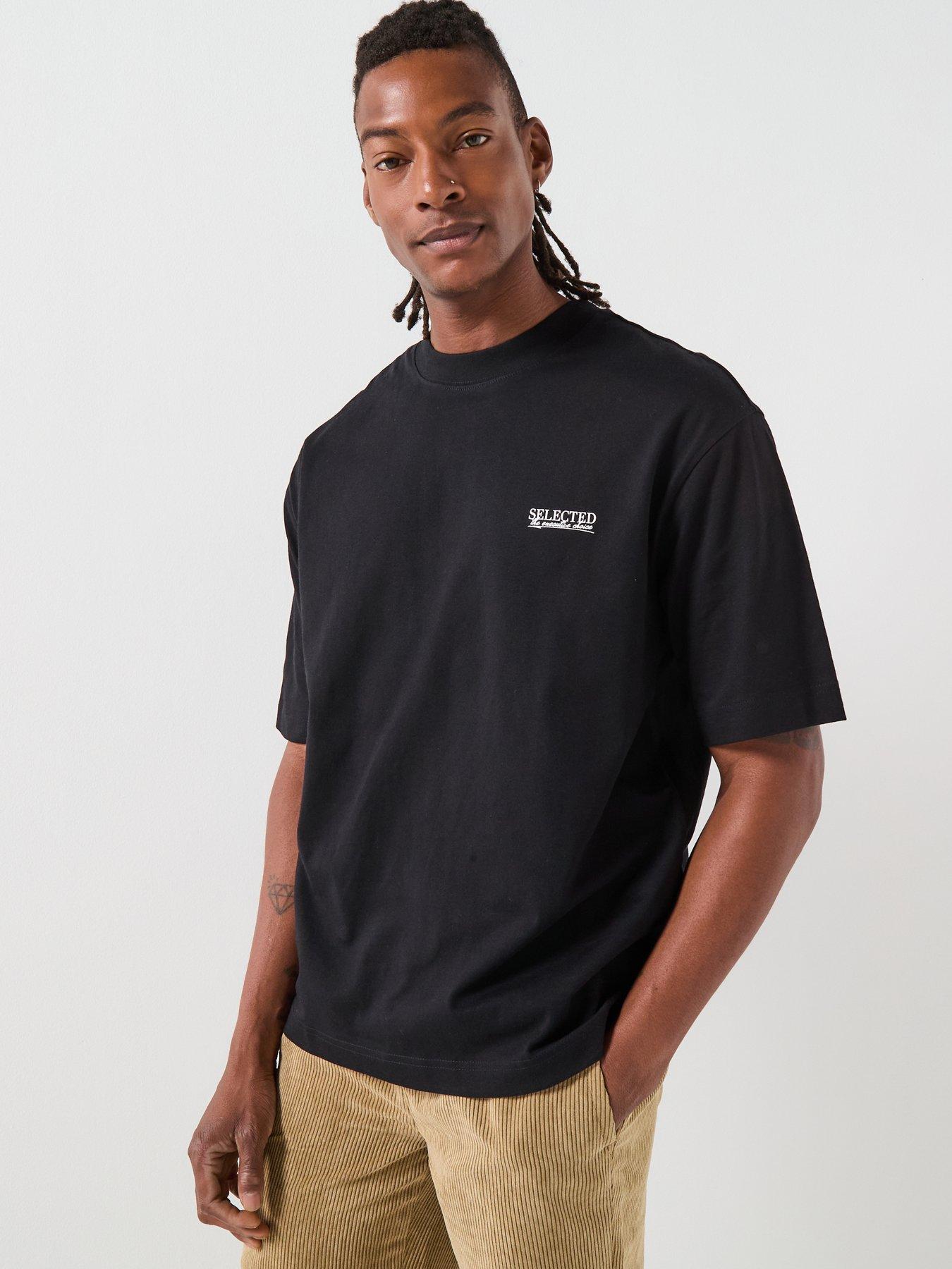 Selected Homme Normal Graphic Short Sleeve T-Shirt - Black