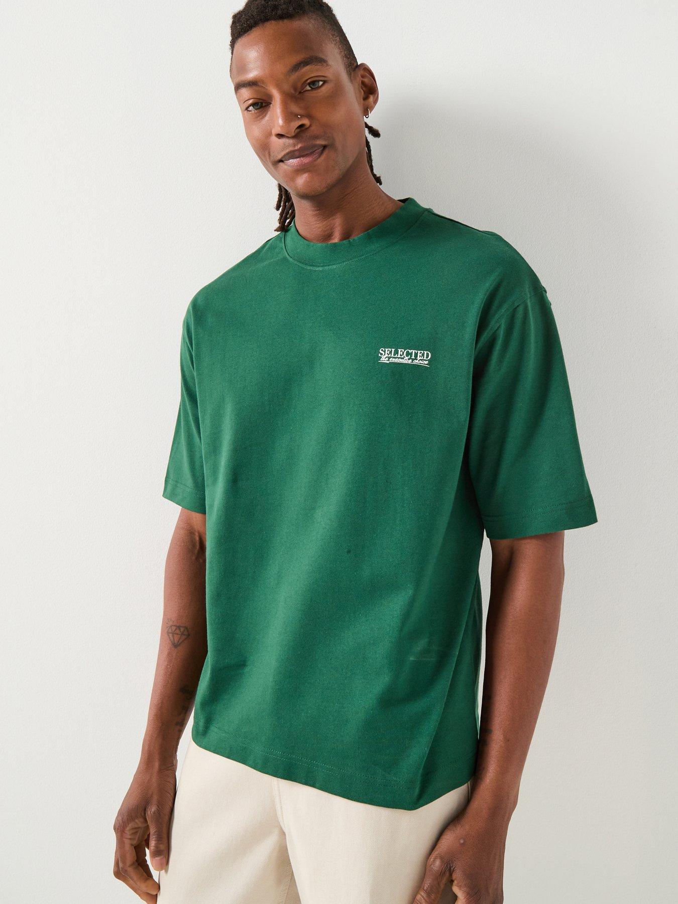 Selected Homme Normal Graphic Short Sleeve T-Shirt - Dark Green